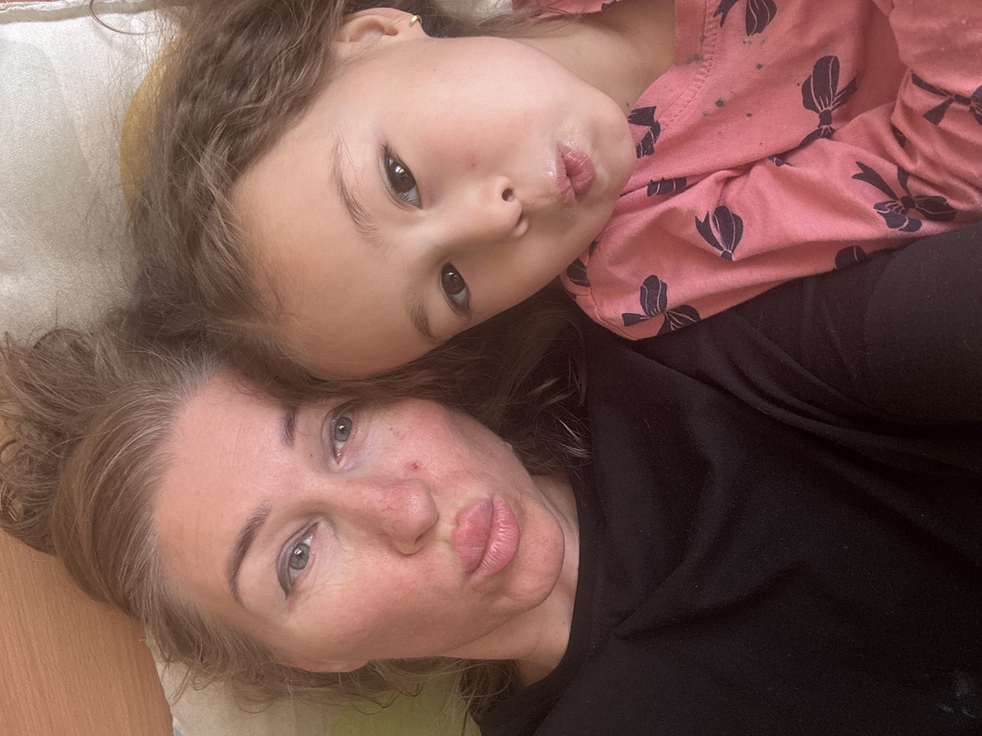Mother and daughter share playful morning moments in Tashkent