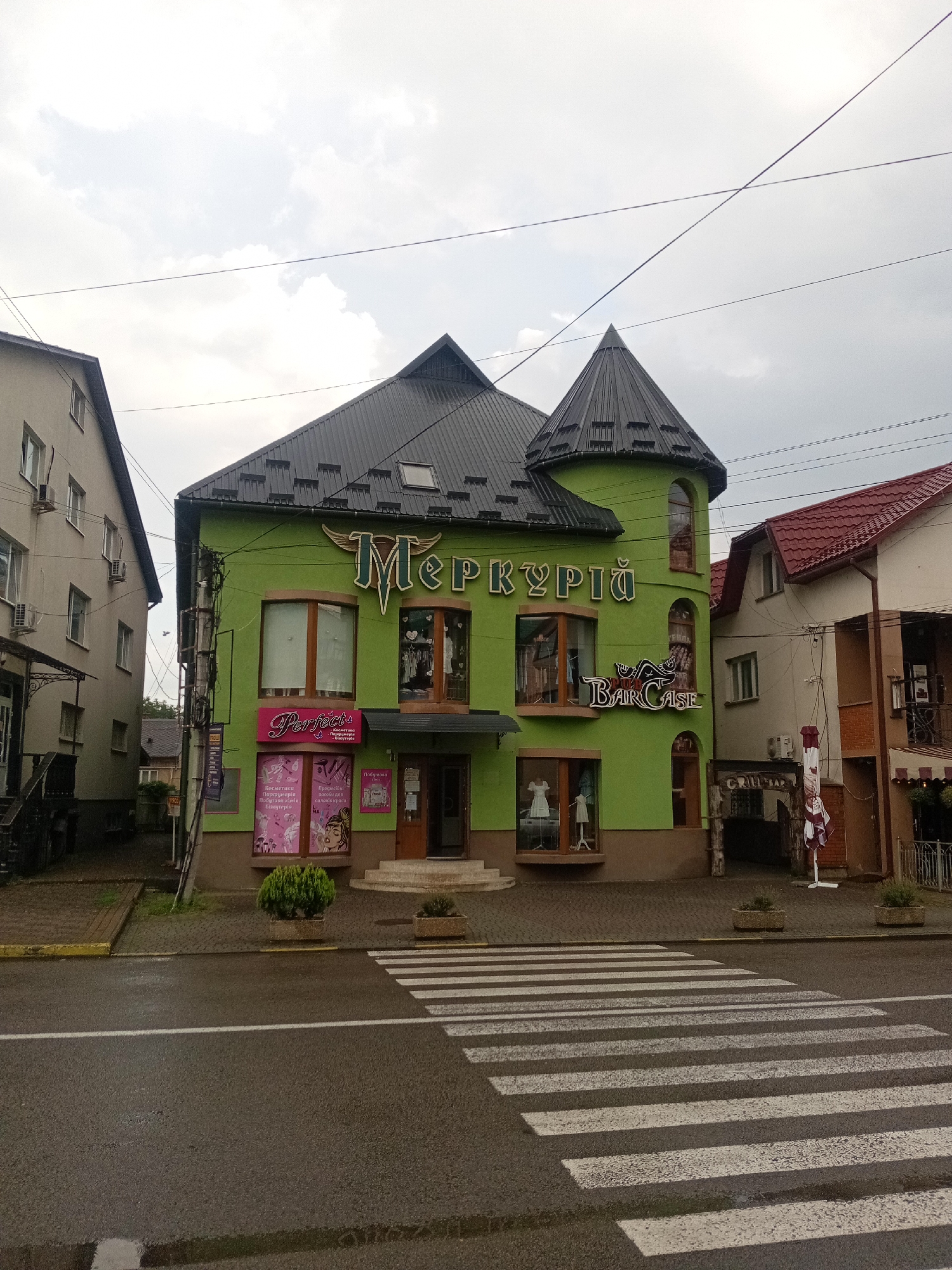 Street scenes and local buildings in Tiachiv, Ukraine
