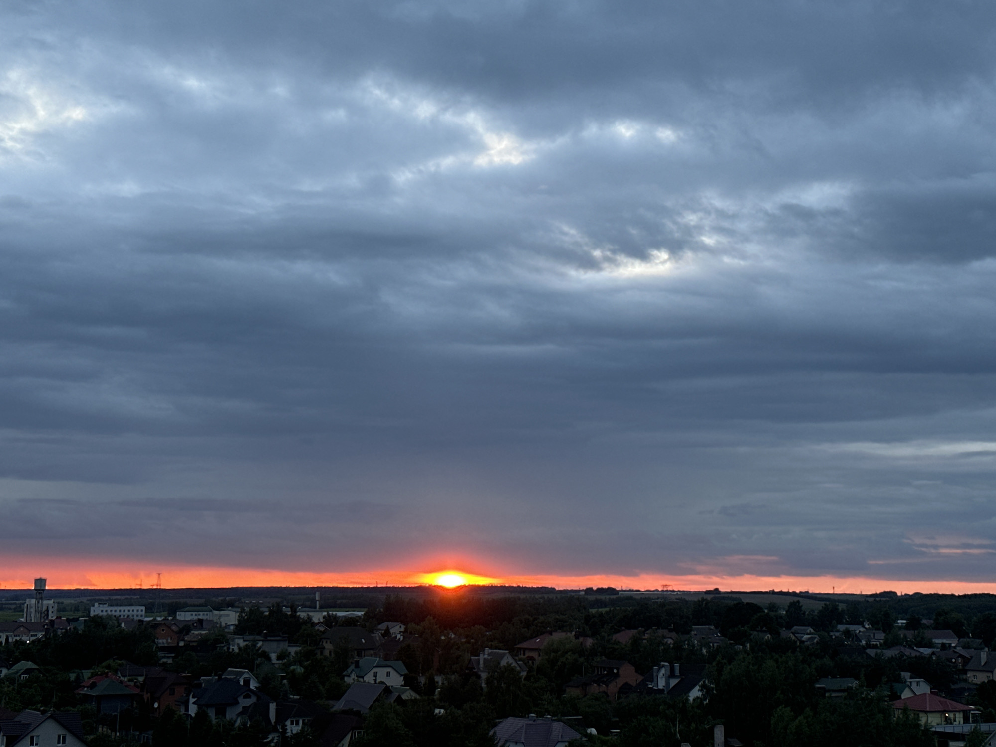 Stormy sunset over Minsk suburbs, Belarus