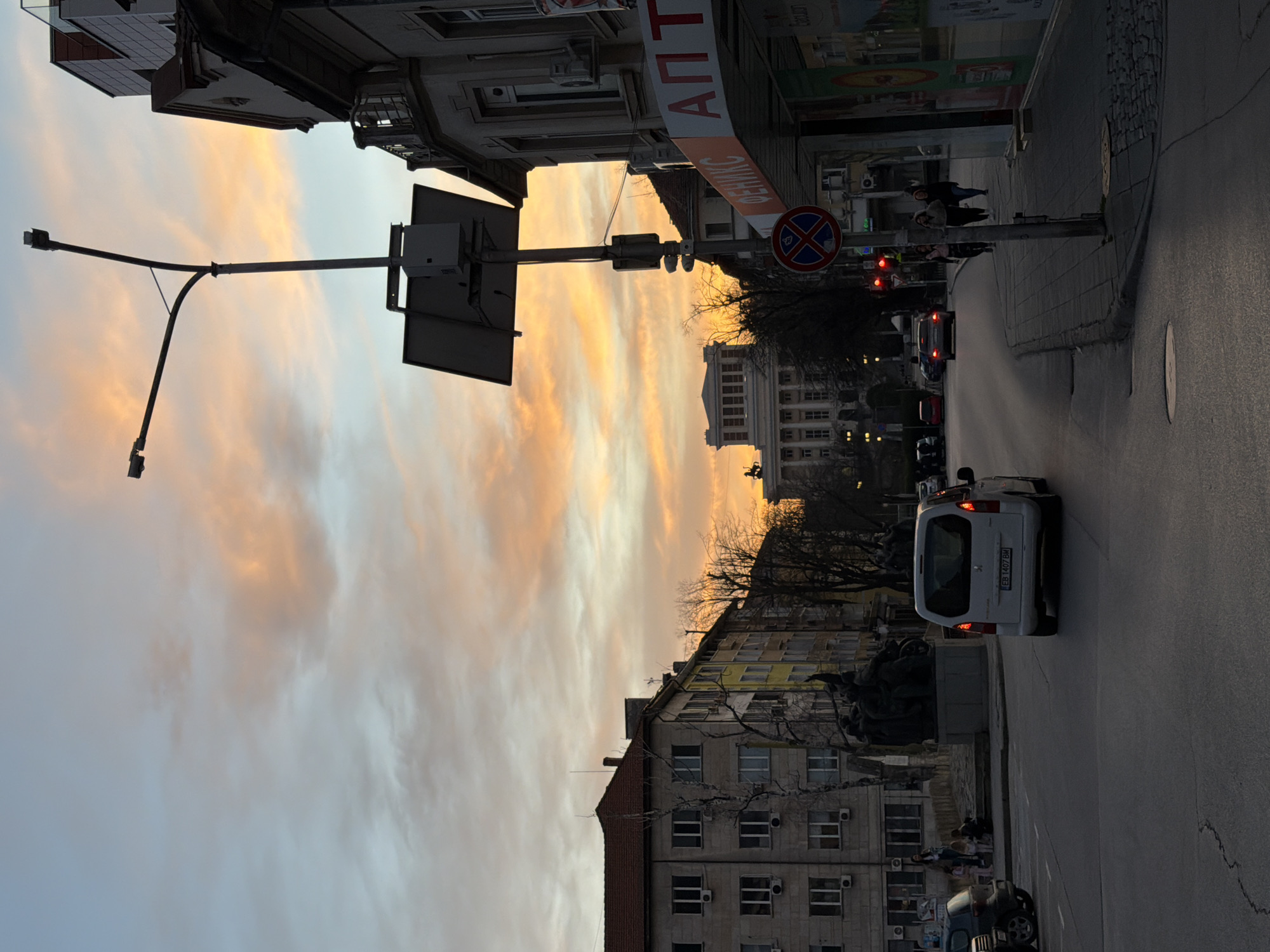 Evening traffic captured in Gabrovo, Bulgaria street scenes