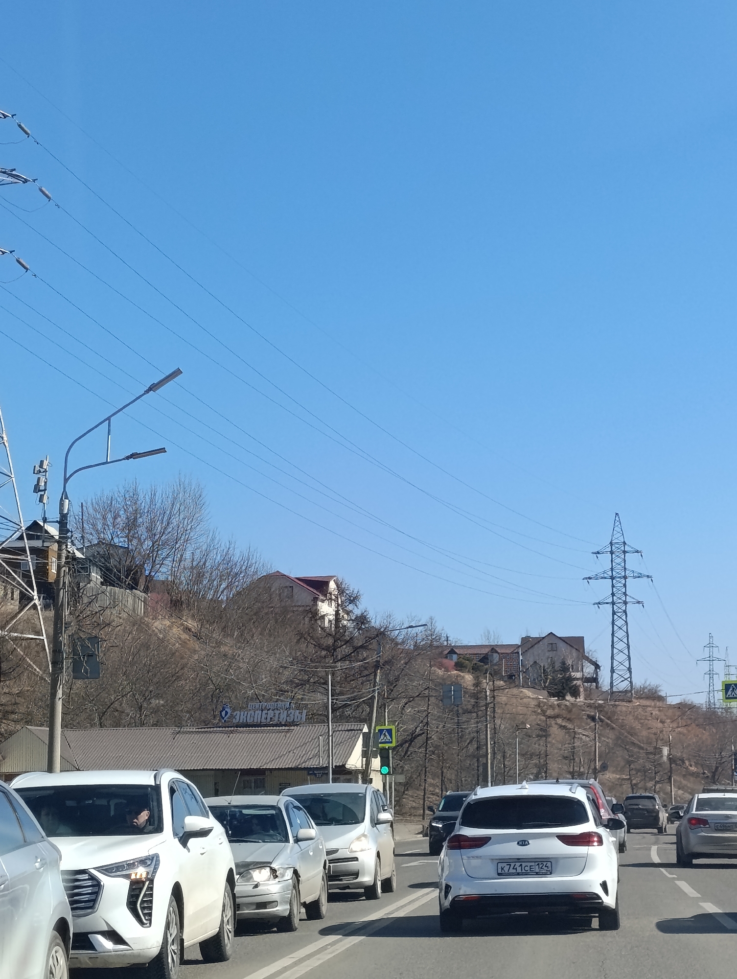 Early morning street scenes captured across Krasnoyarsk, Russia