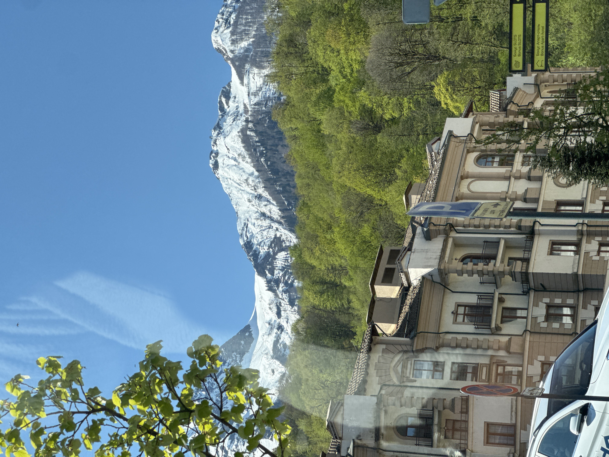 Morning scenes captured in Estosadok showing mountains and architecture
