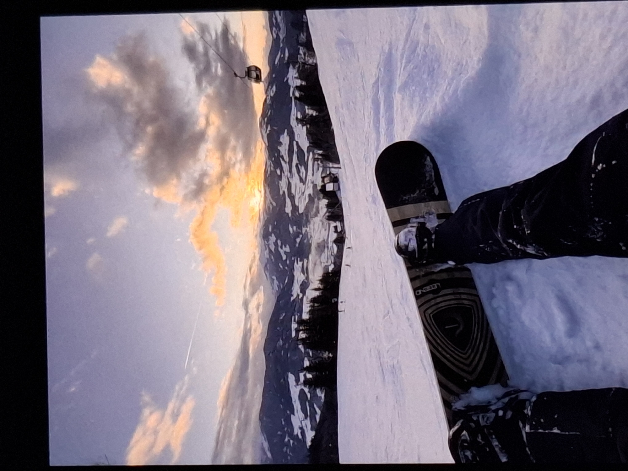 Morning activities captured in Burgas: snowboarding and meal preparation