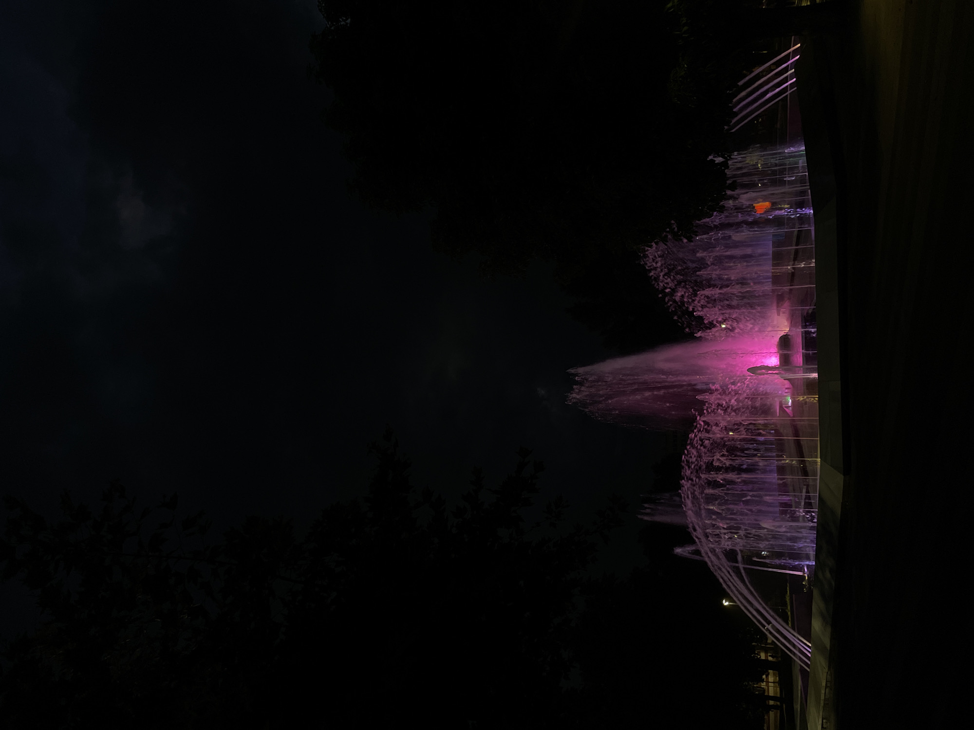 Colorful illuminated fountain lights up a Pleven night