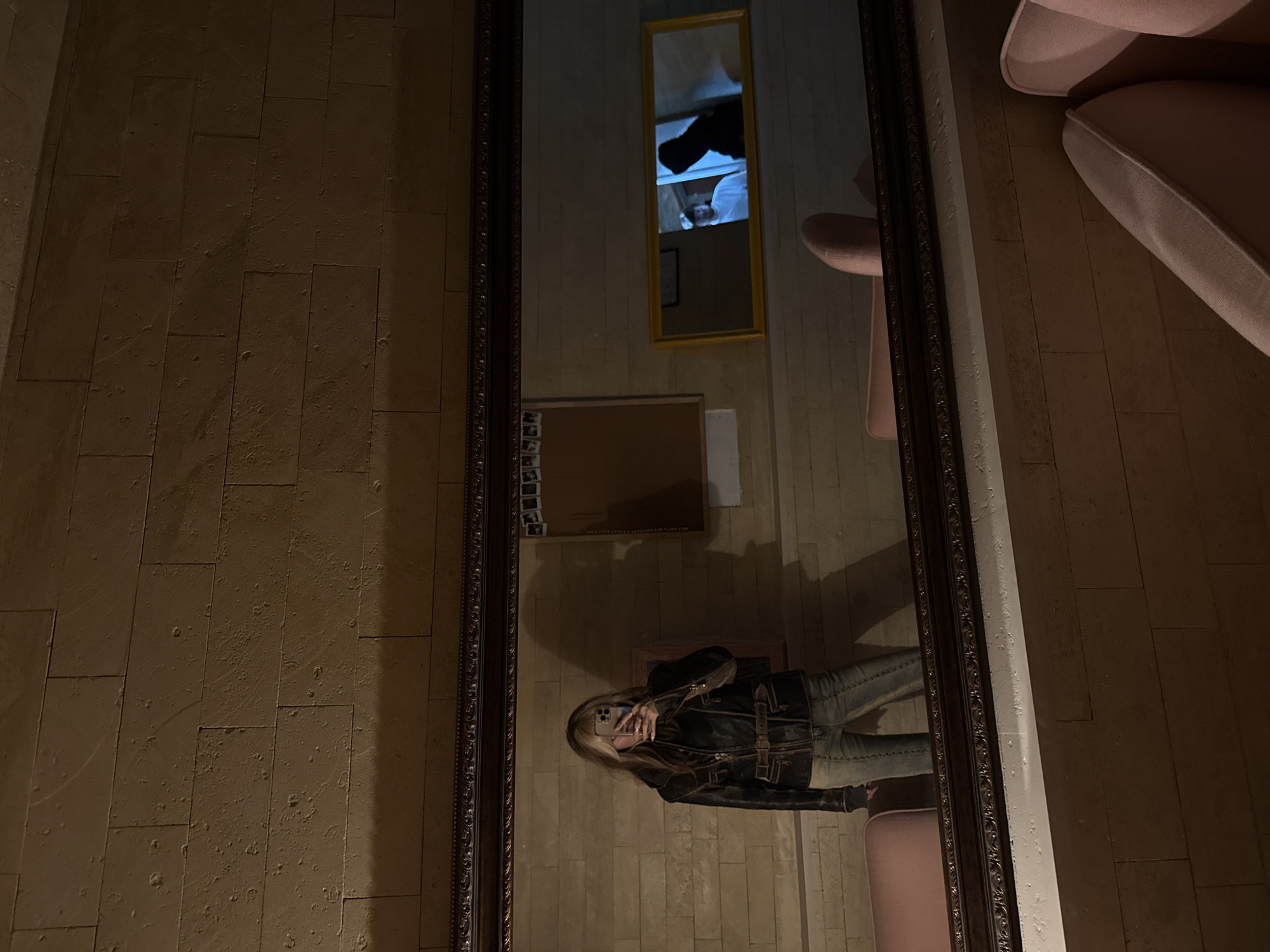 Woman takes mirror selfie in Moscow apartment