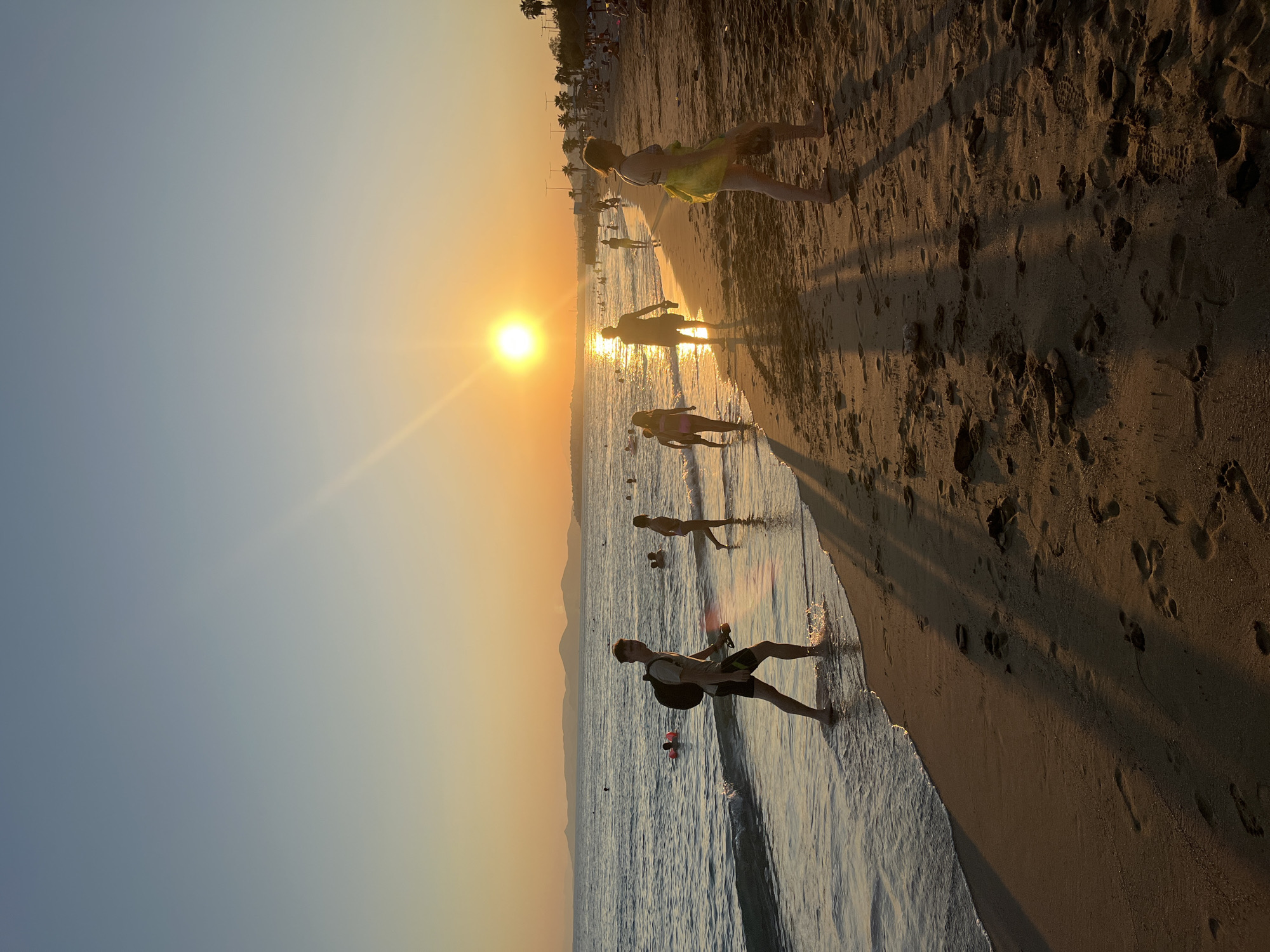 Paleo Faliro beachfront at golden hour, August sunset