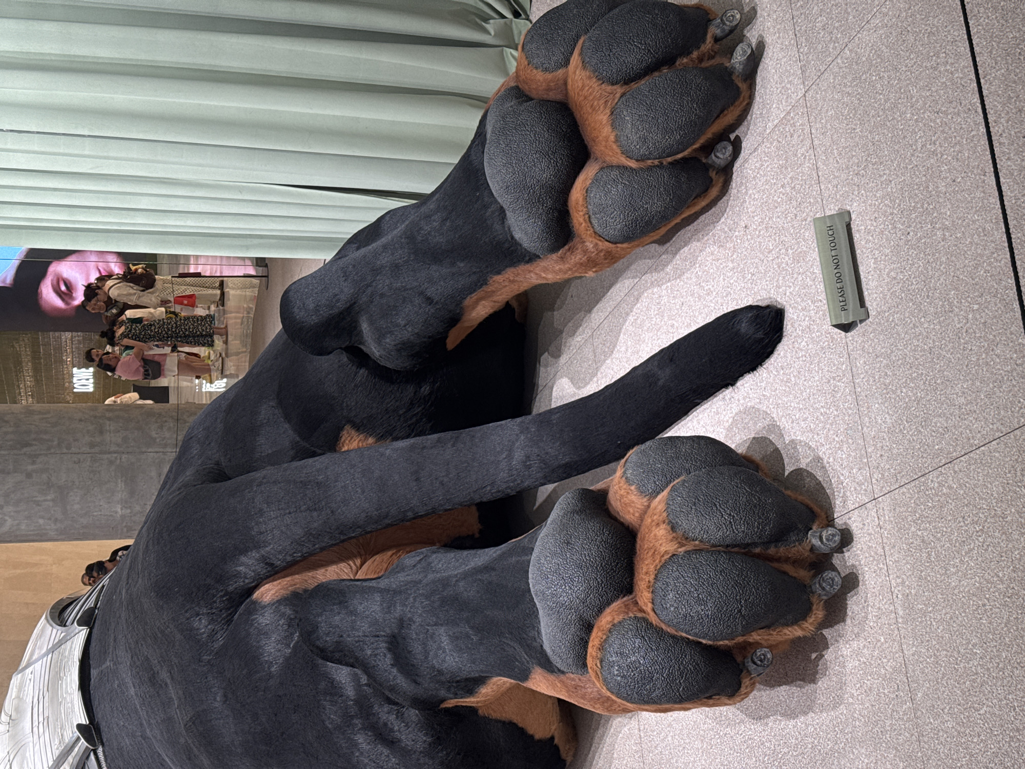 Oversized Doberman sculpture on display in Bangkok
