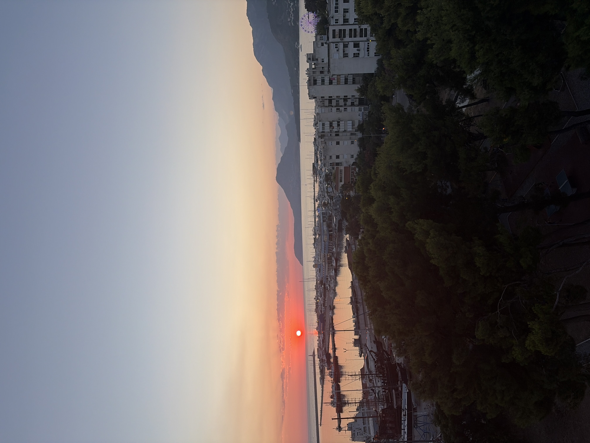 Golden hour over Bar's harbor, Montenegro