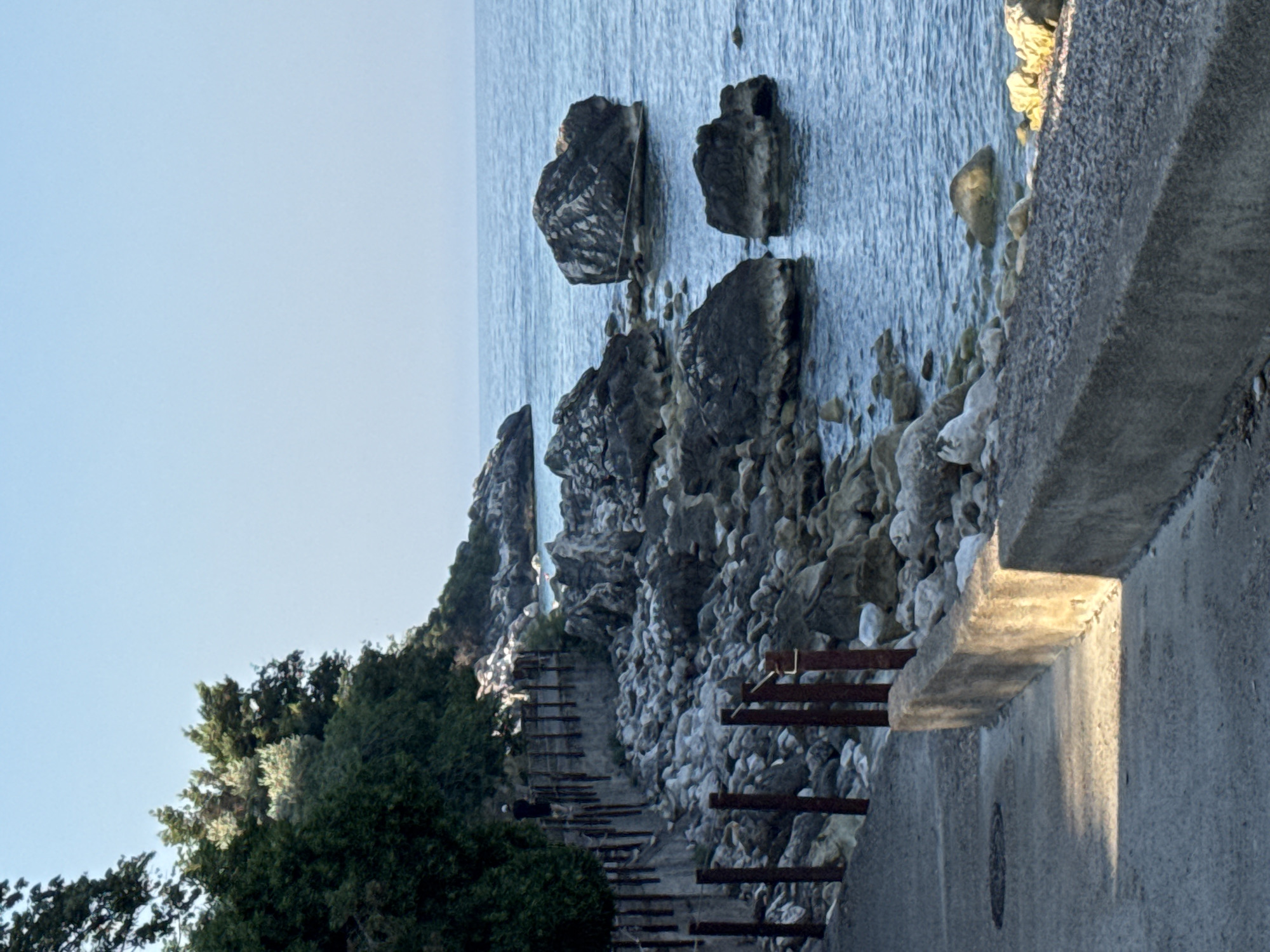 Kamenovo beach open for the day, Adriatic coast, Montenegro
