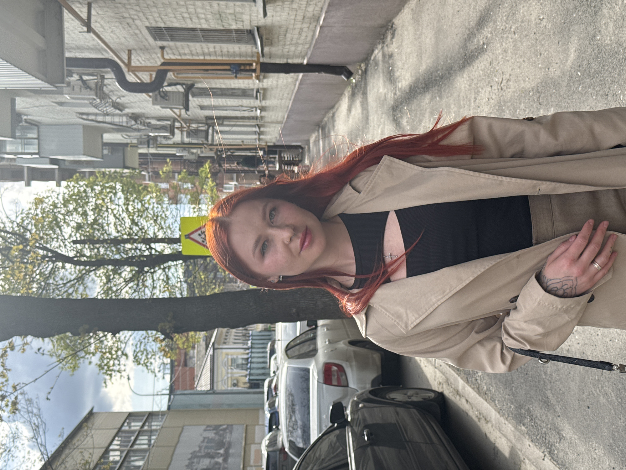 Woman with dog spotted on Rostov-on-Don sidewalk