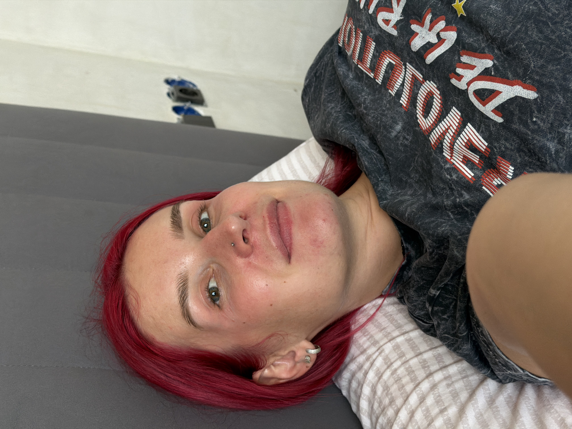 Indoor selfie in Chaikovsky with bold red hair