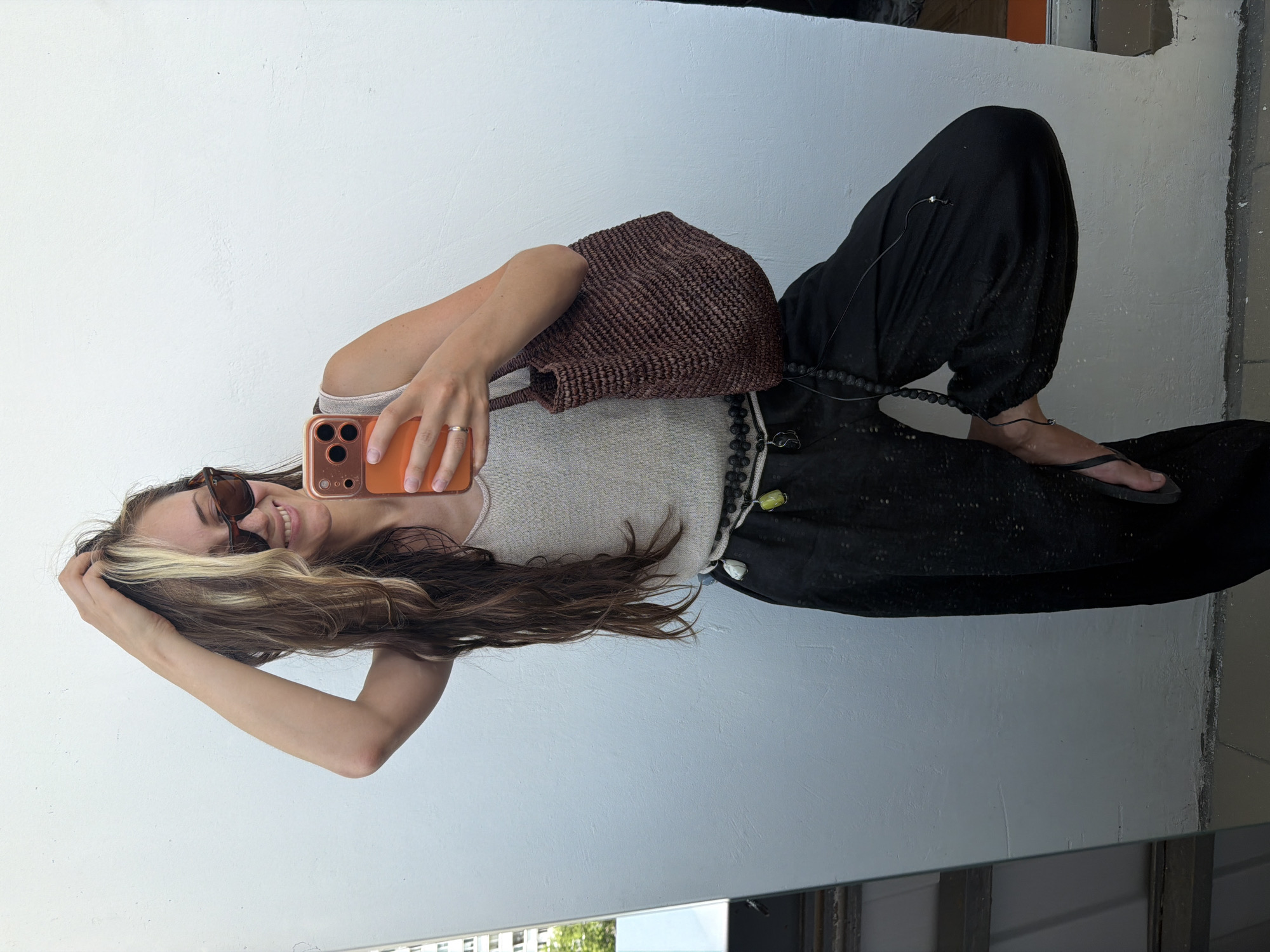 Woman takes mirror selfies in Moscow