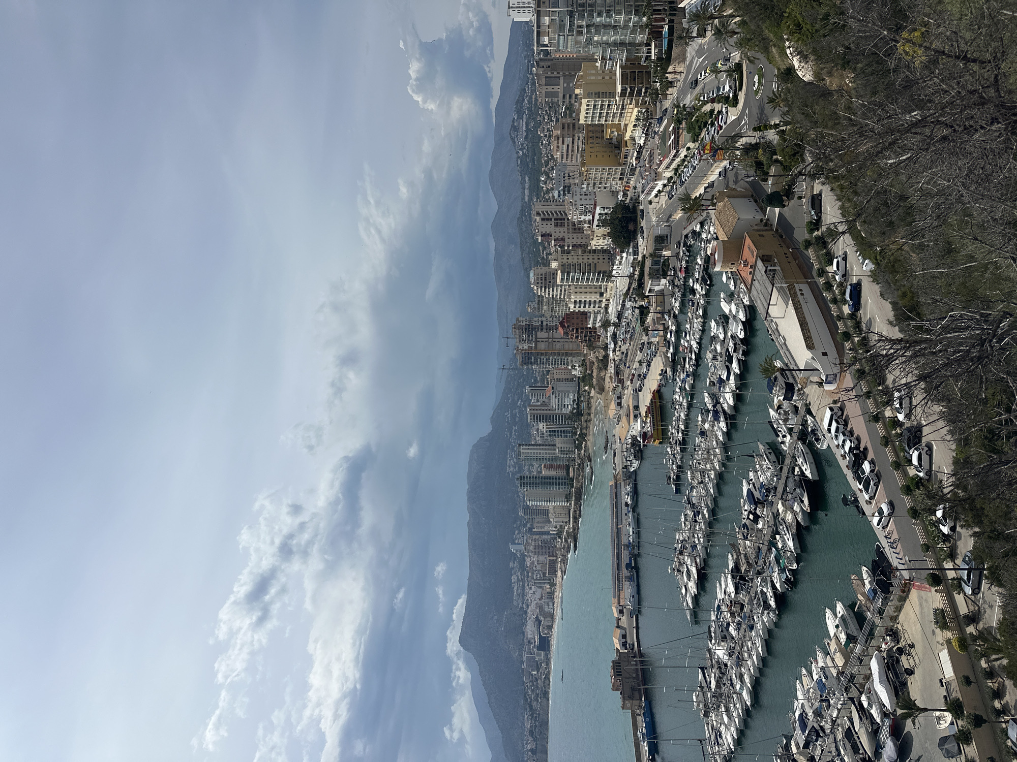 Aerial view captures busy San Gabriel marina on sunny afternoon