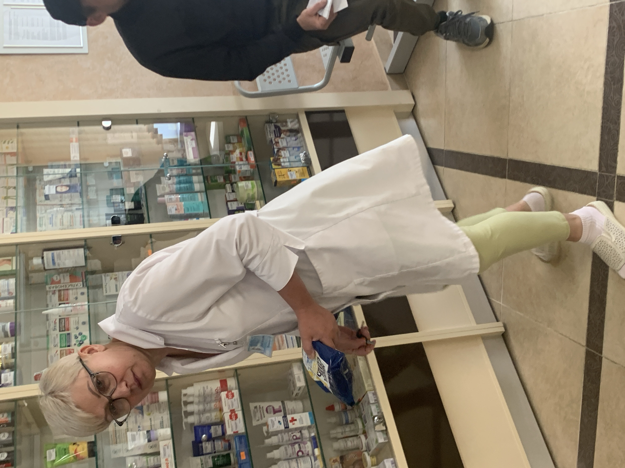 Inside a pharmacy in Kapyĺ, Belarus on a July morning
