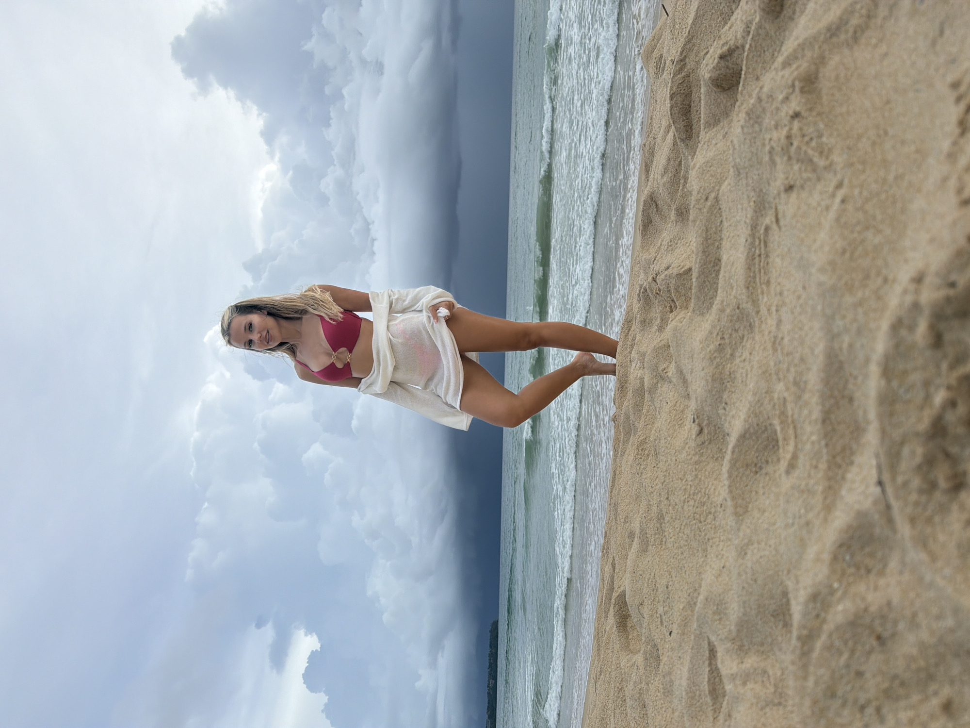 Relaxed beach pose on the shores of Choeng Thale, Thailand