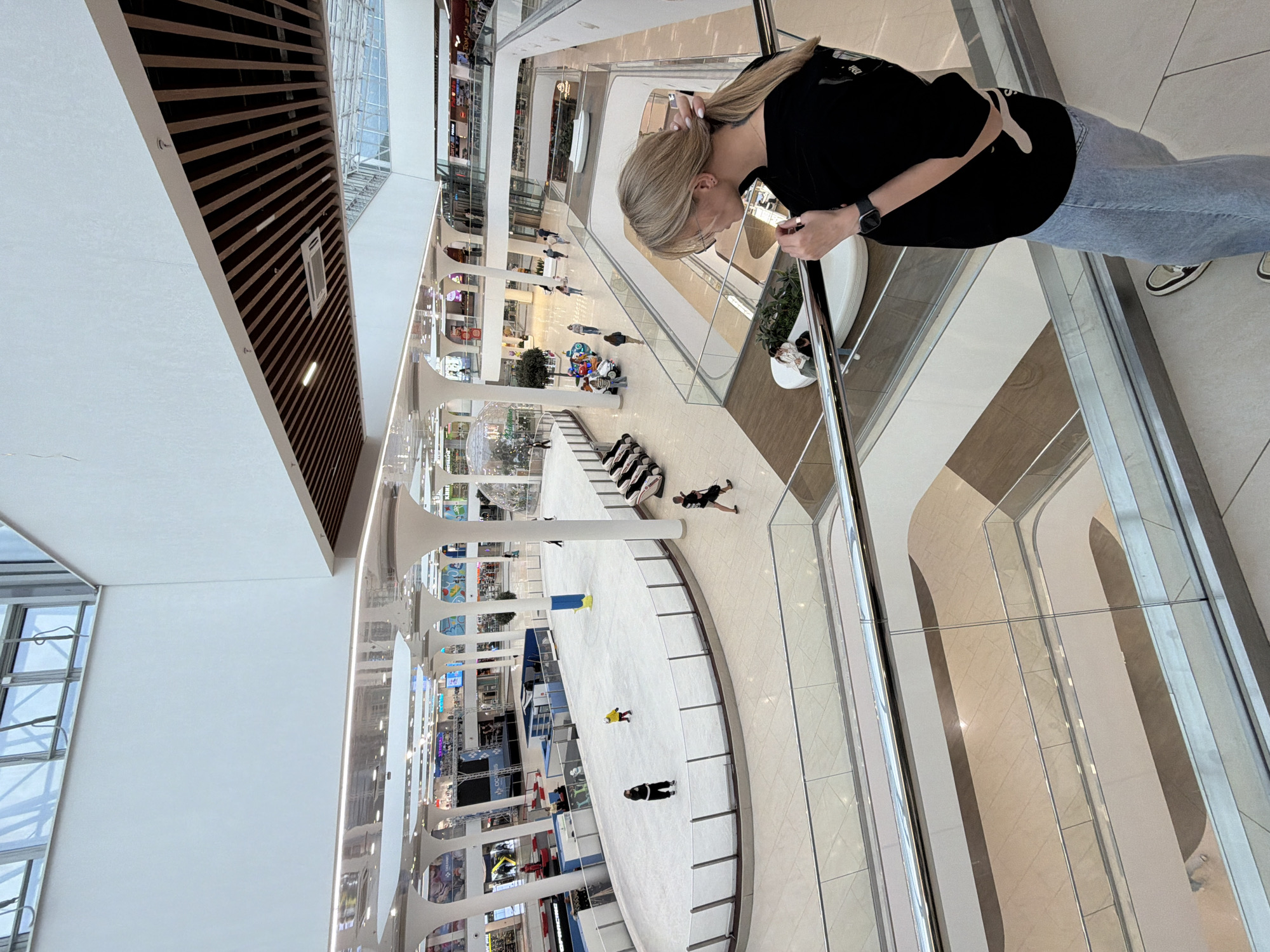 Afternoon at a Nizhny Novgorod mall with ice rink and butterflies