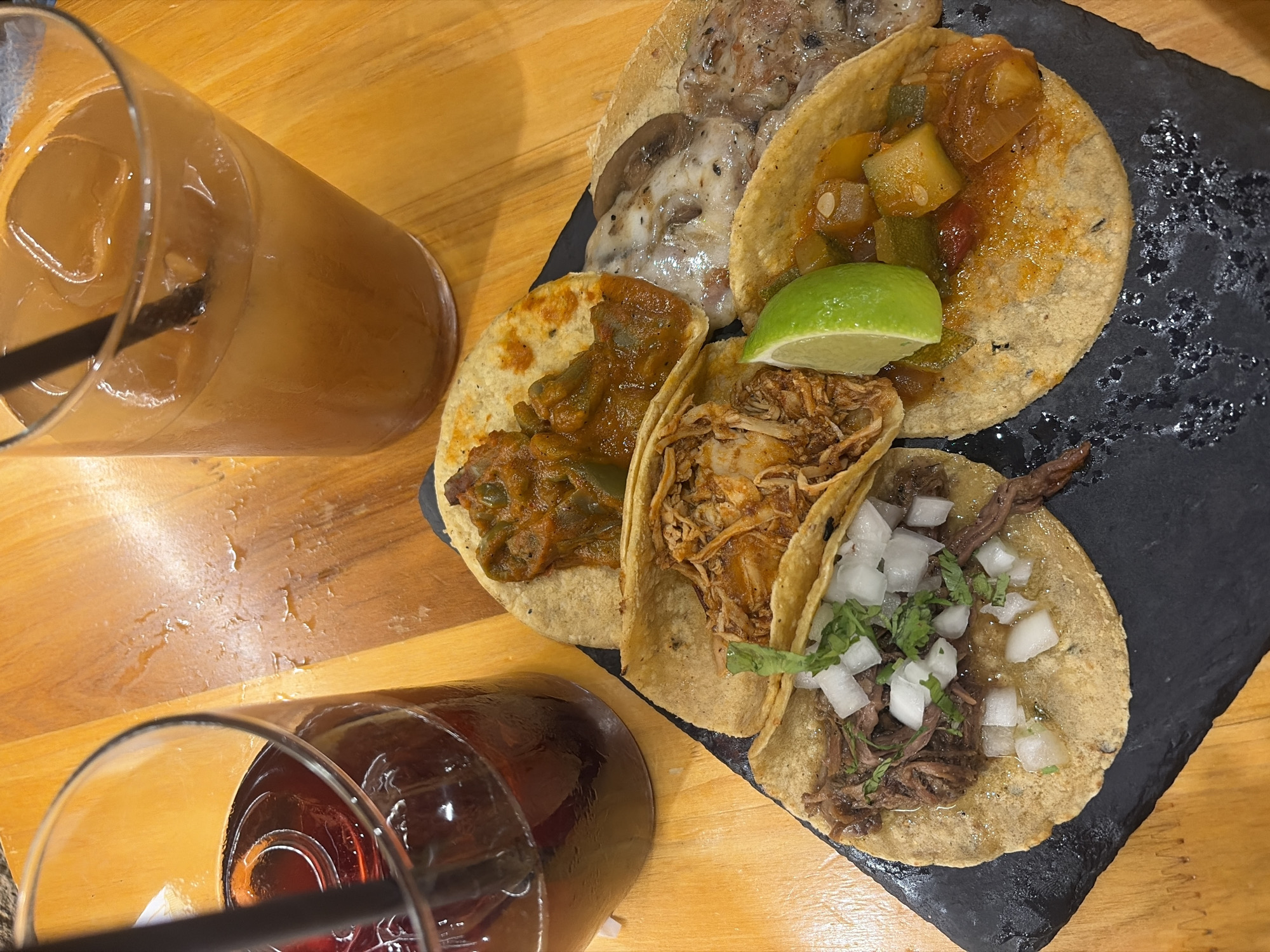 Taco dinner documented at Ibiza restaurant table