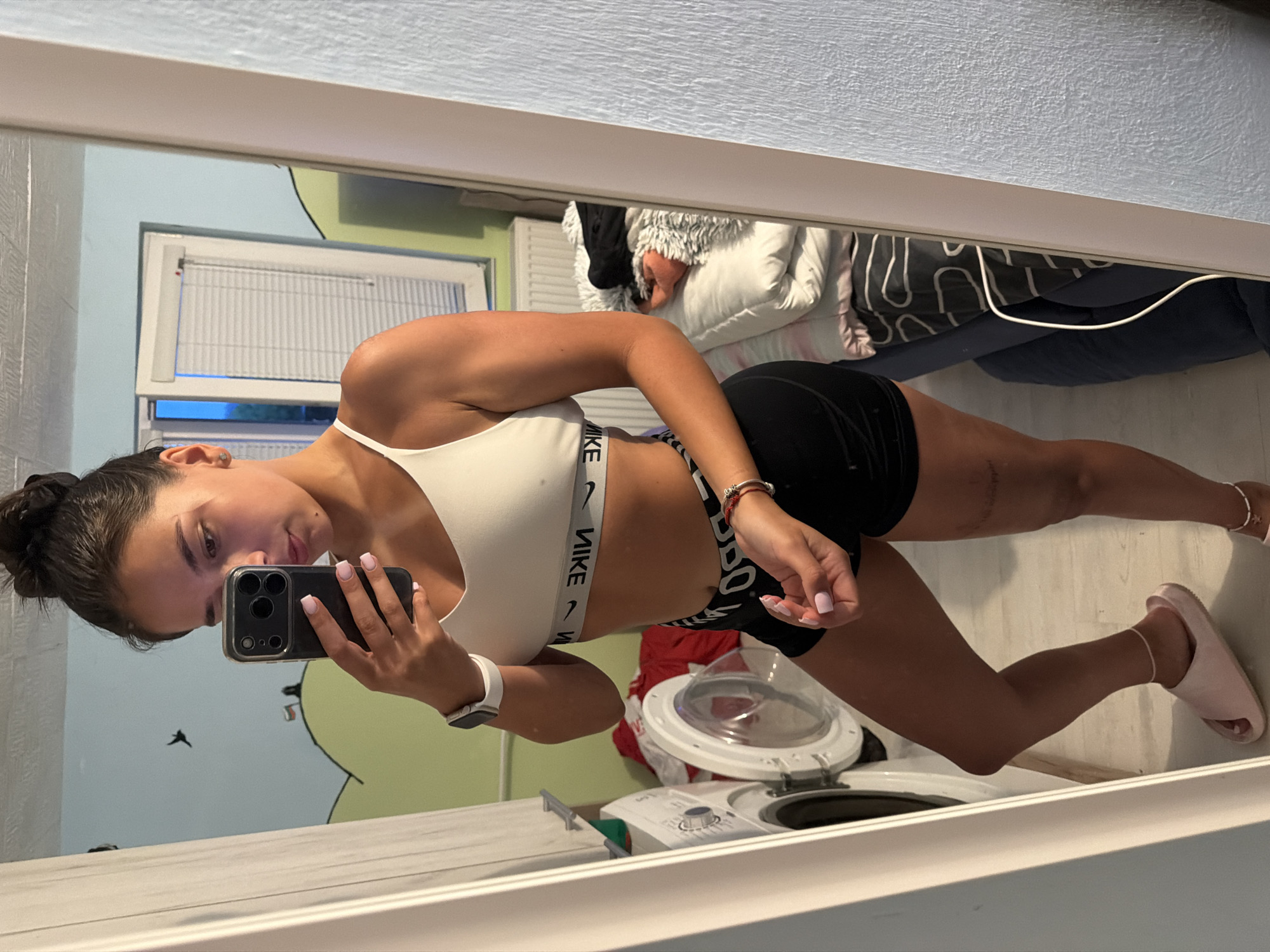 Mirror selfie in Nike athletic wear, Balinovtsi, Bulgaria