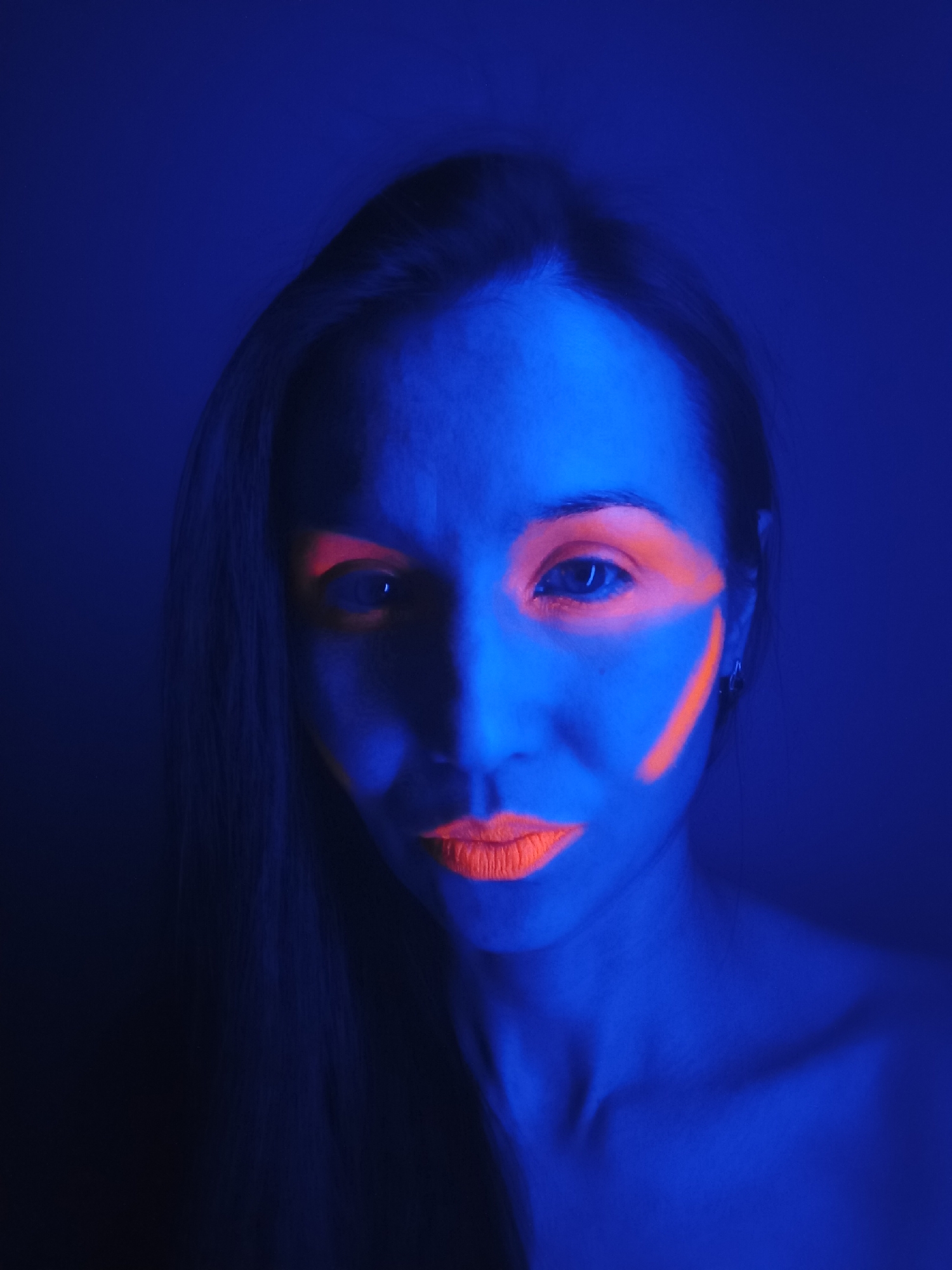 UV light portrait photographed in Pervomaysky, Russia