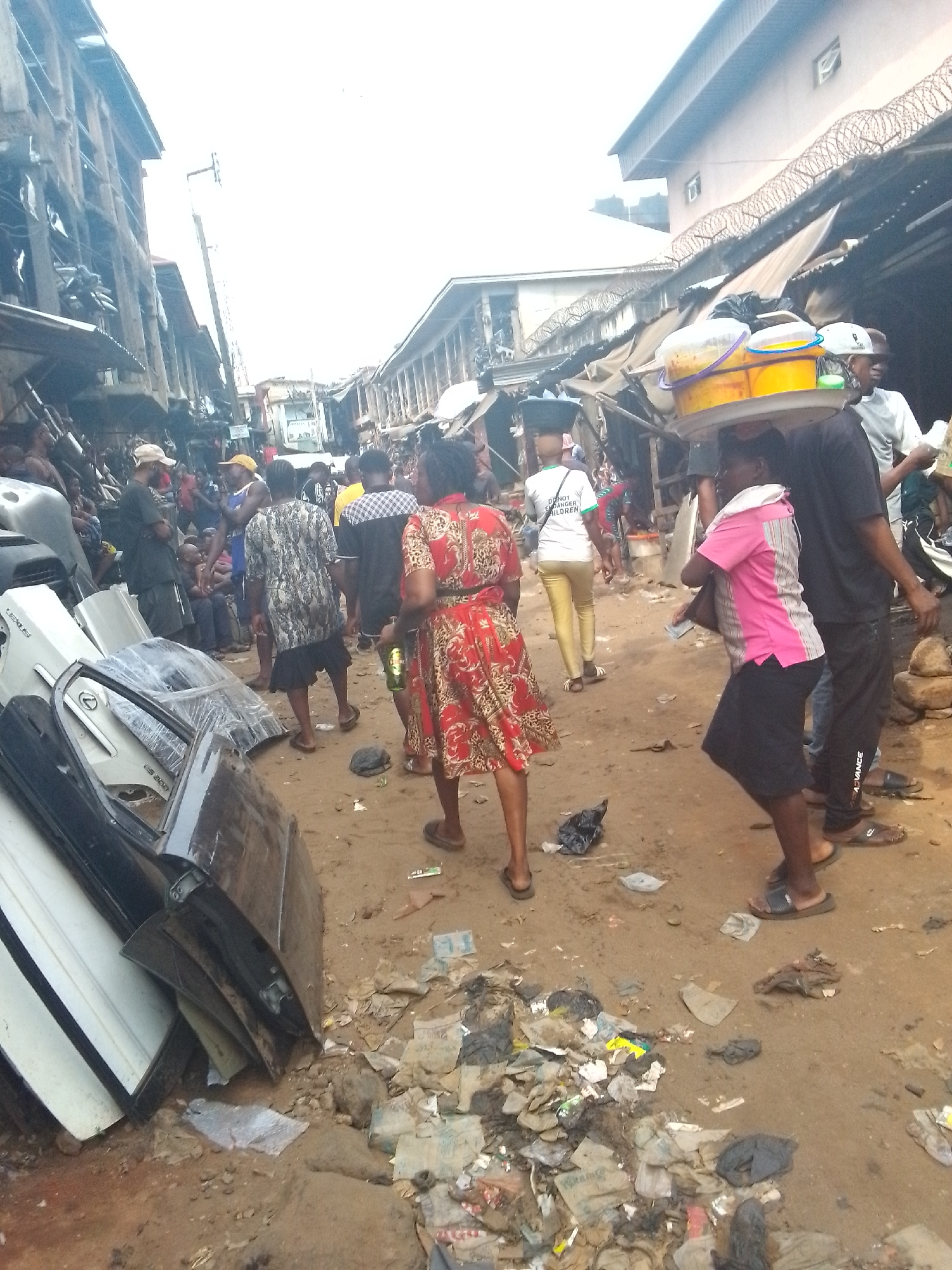 Busy auto parts market activity documented in Onitsha, Nigeria