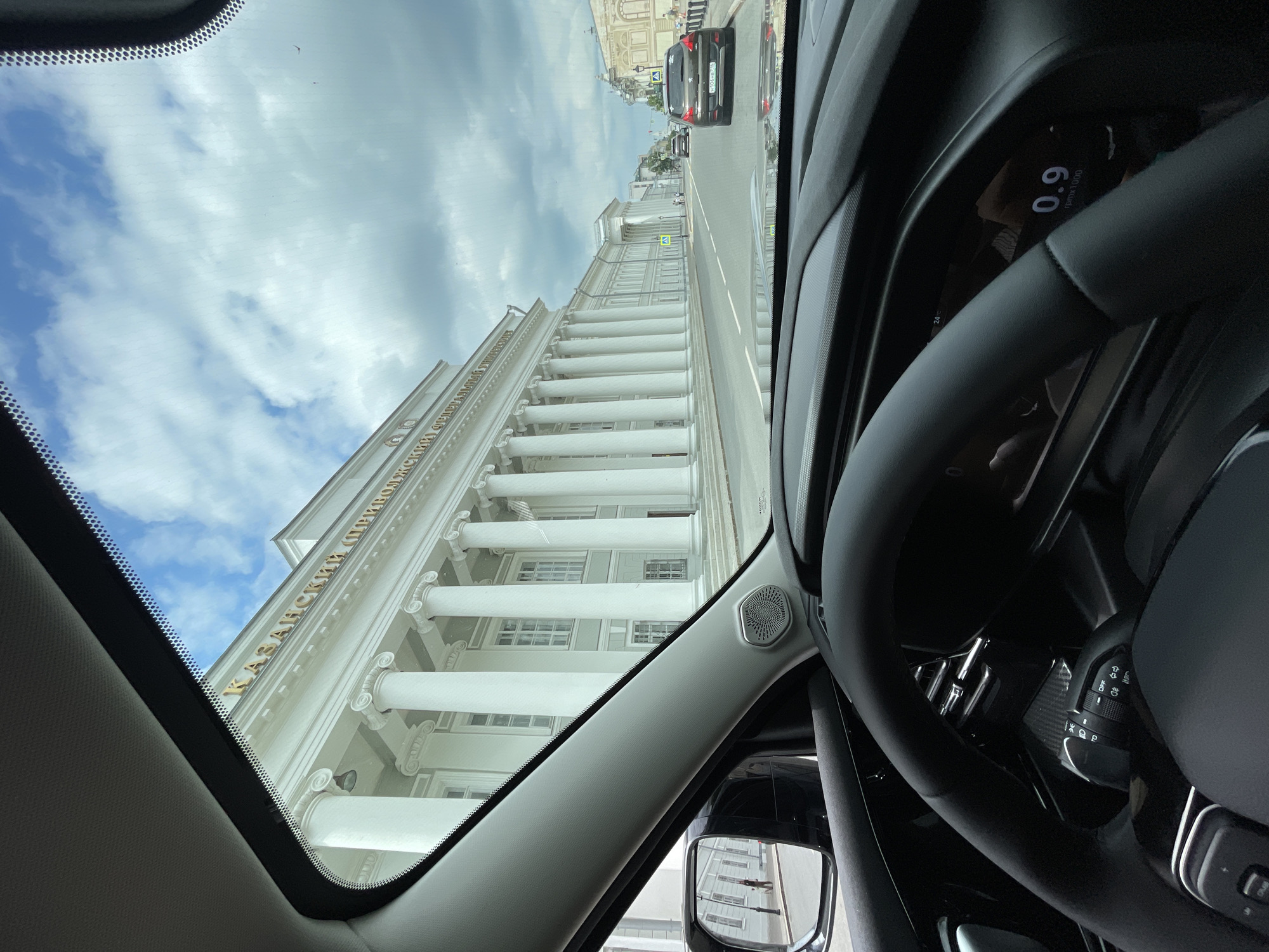 Morning drive through central Kazan captures university district streetscape