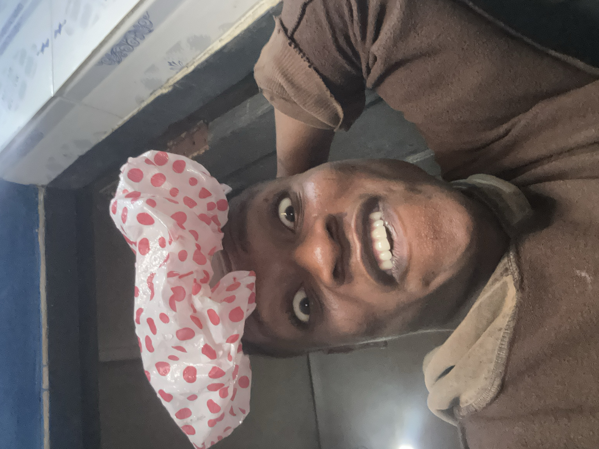 Person documented making exaggerated expressions in Ikorodu home