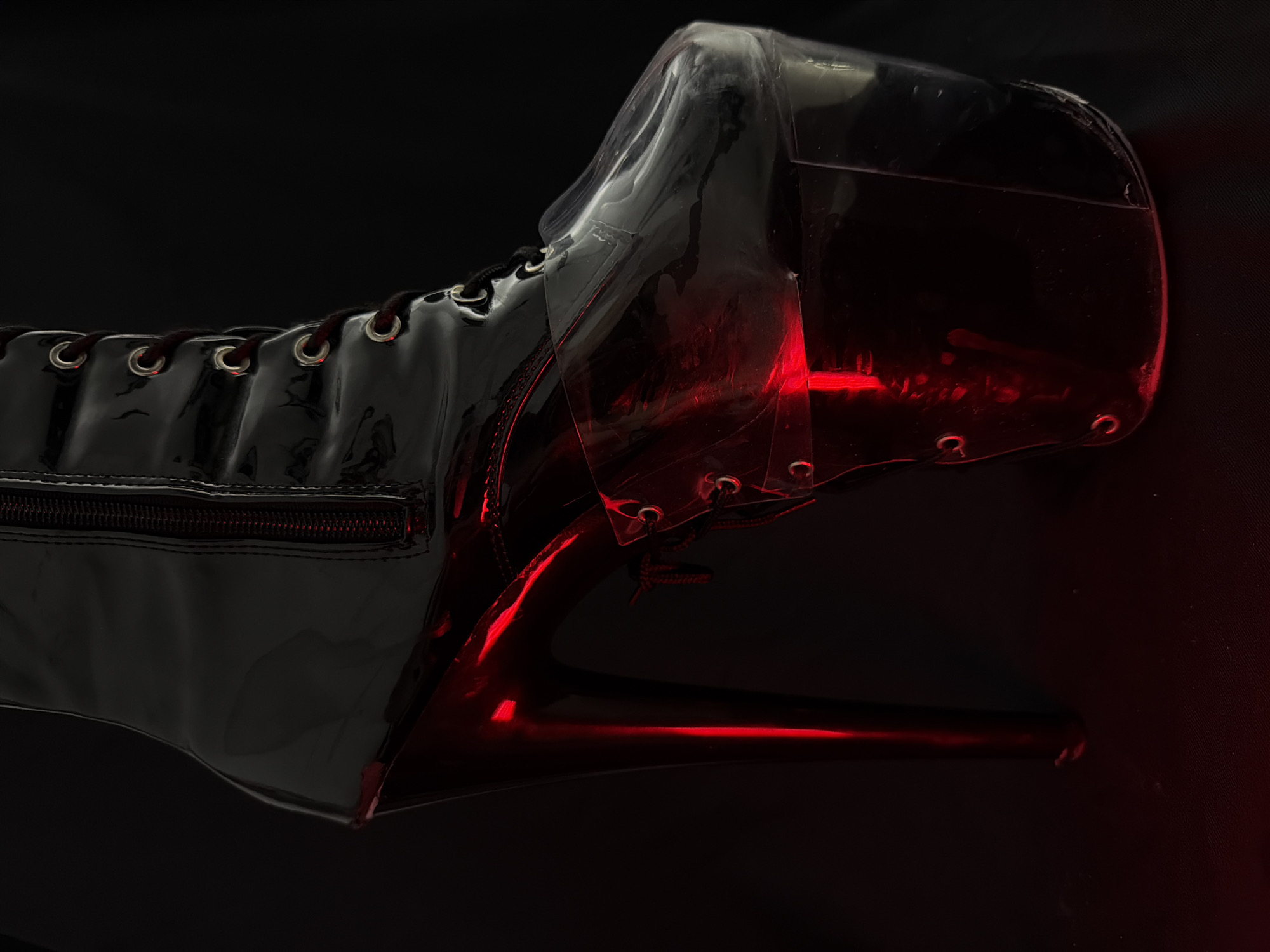 Gothic photo shoot features red boots, candles, hearts
