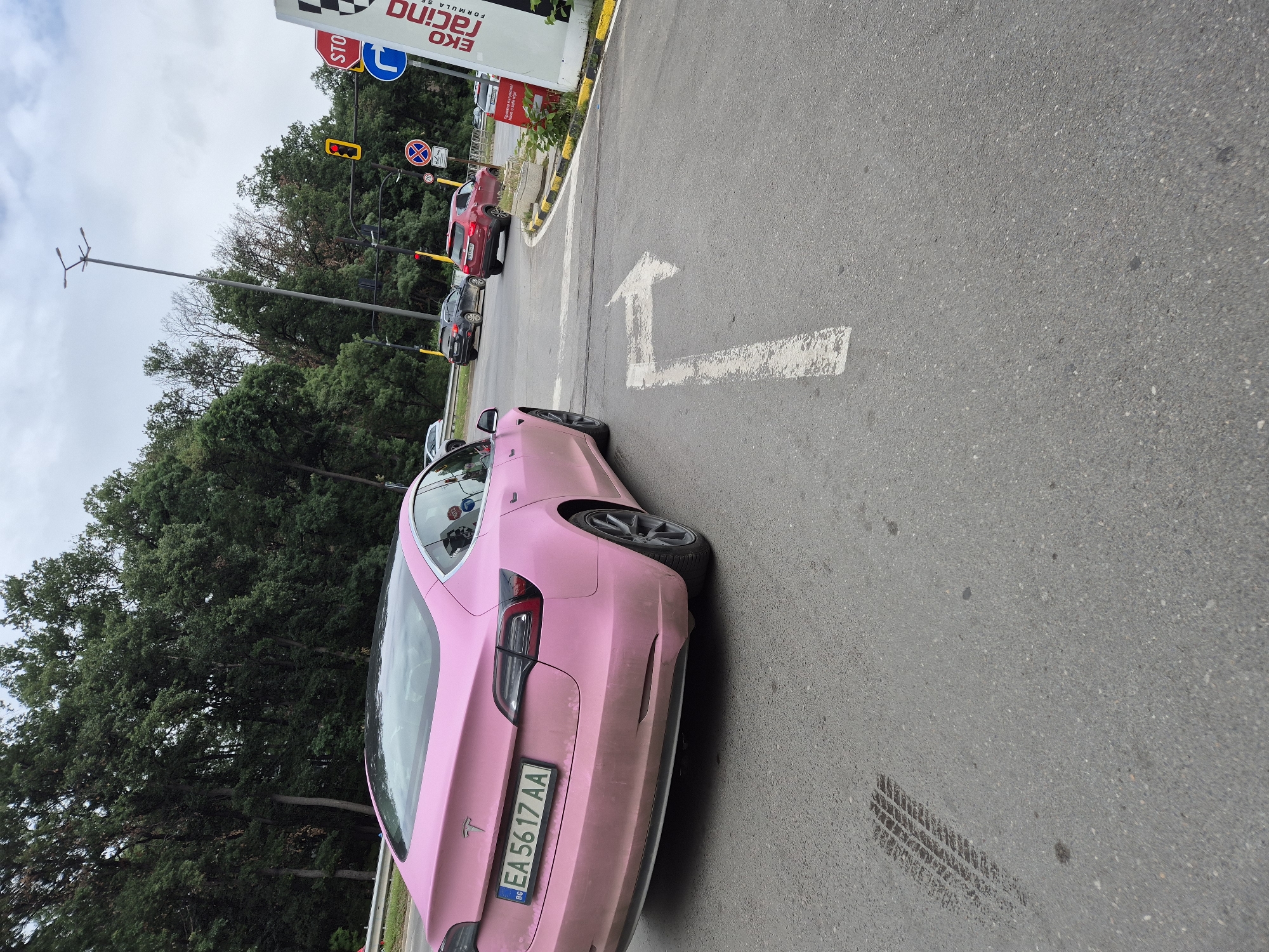 Pink Tesla spotted parked on Sofia street