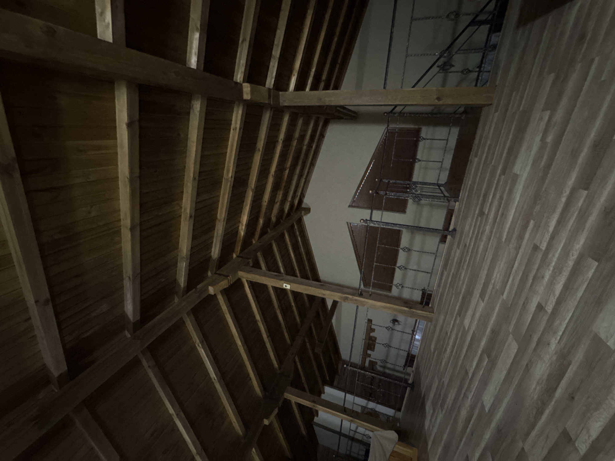 Building interior with wooden beams documented in Dolni Marian