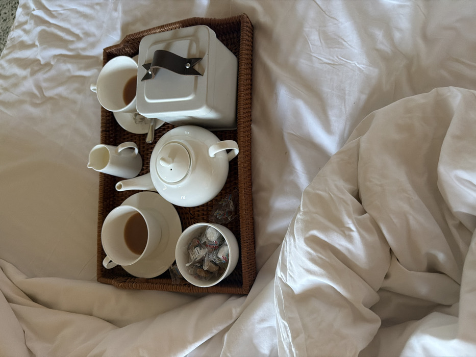 Tea service documented in West Oxfordshire hotel room