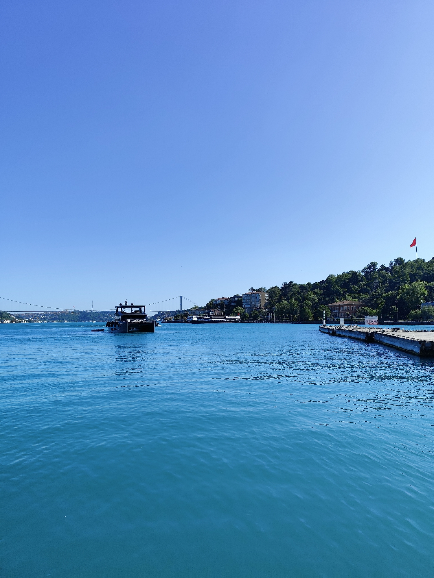 Peaceful afternoon captured at Sarıyer marina on Bosphorus Strait