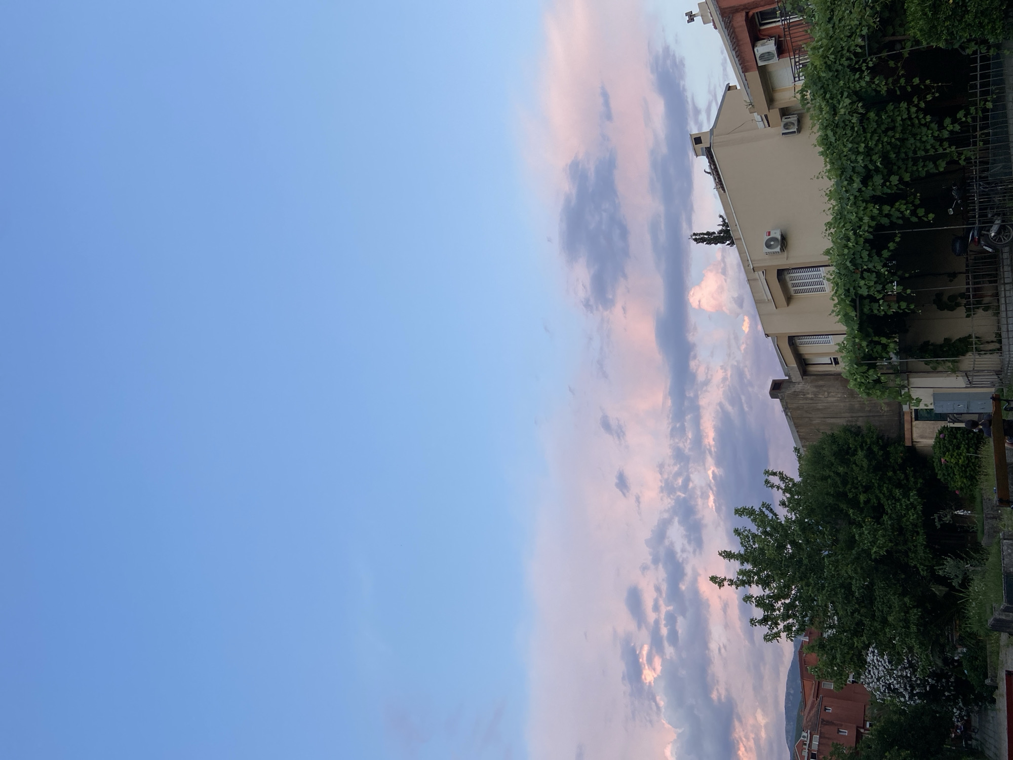 Quiet residential neighborhood caught at twilight