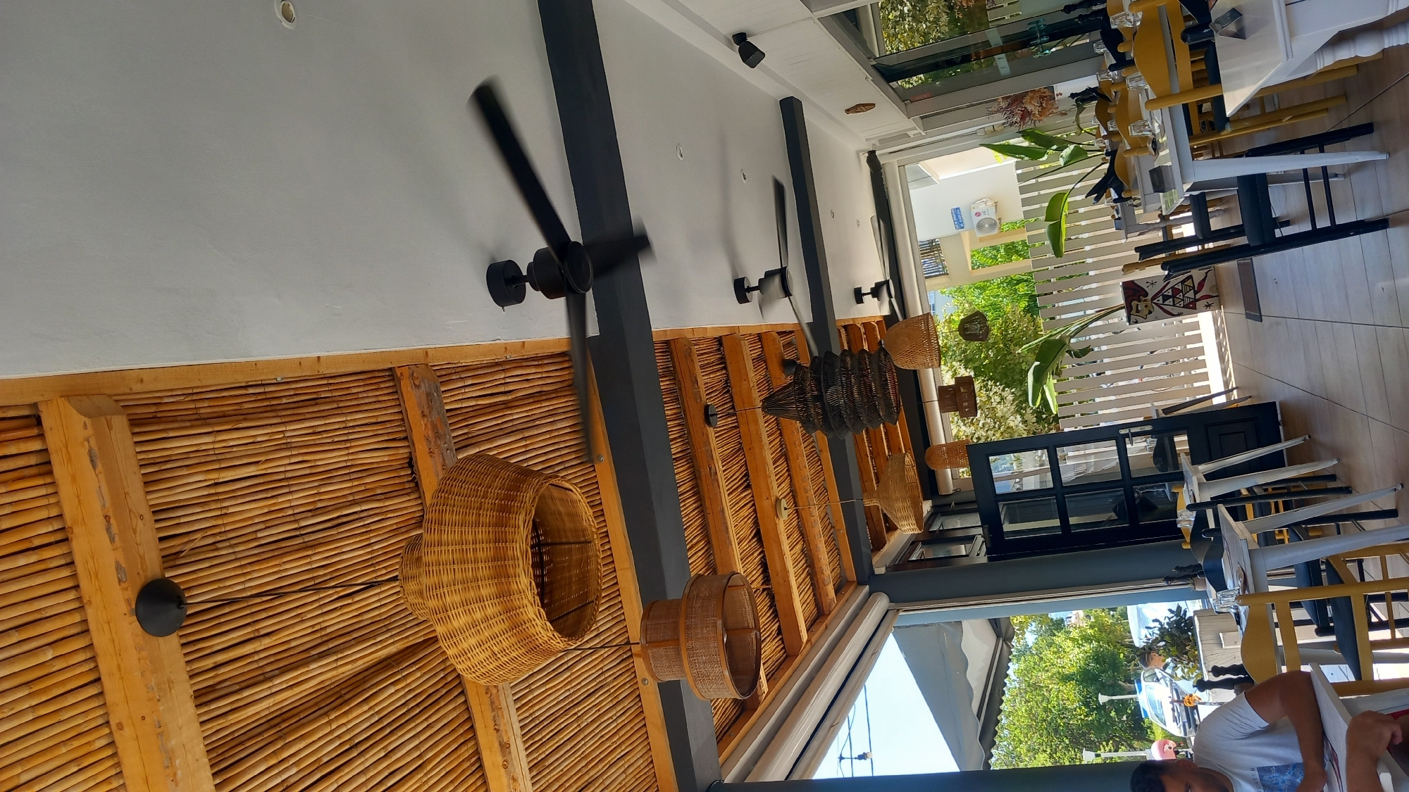 Lunch at a tropical-style restaurant on Kos harbor