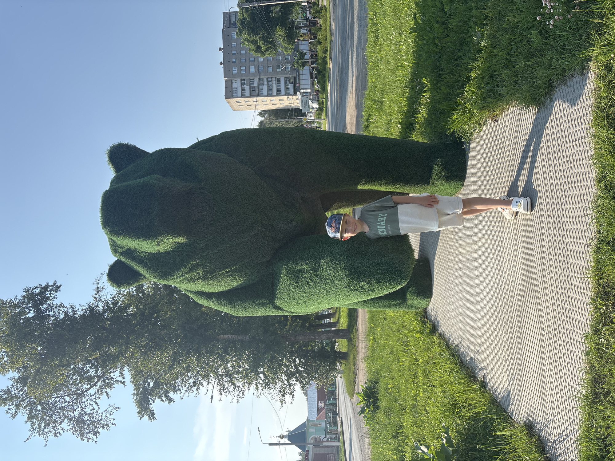 Topiary bear, transit, and pastries in Chaikovsky