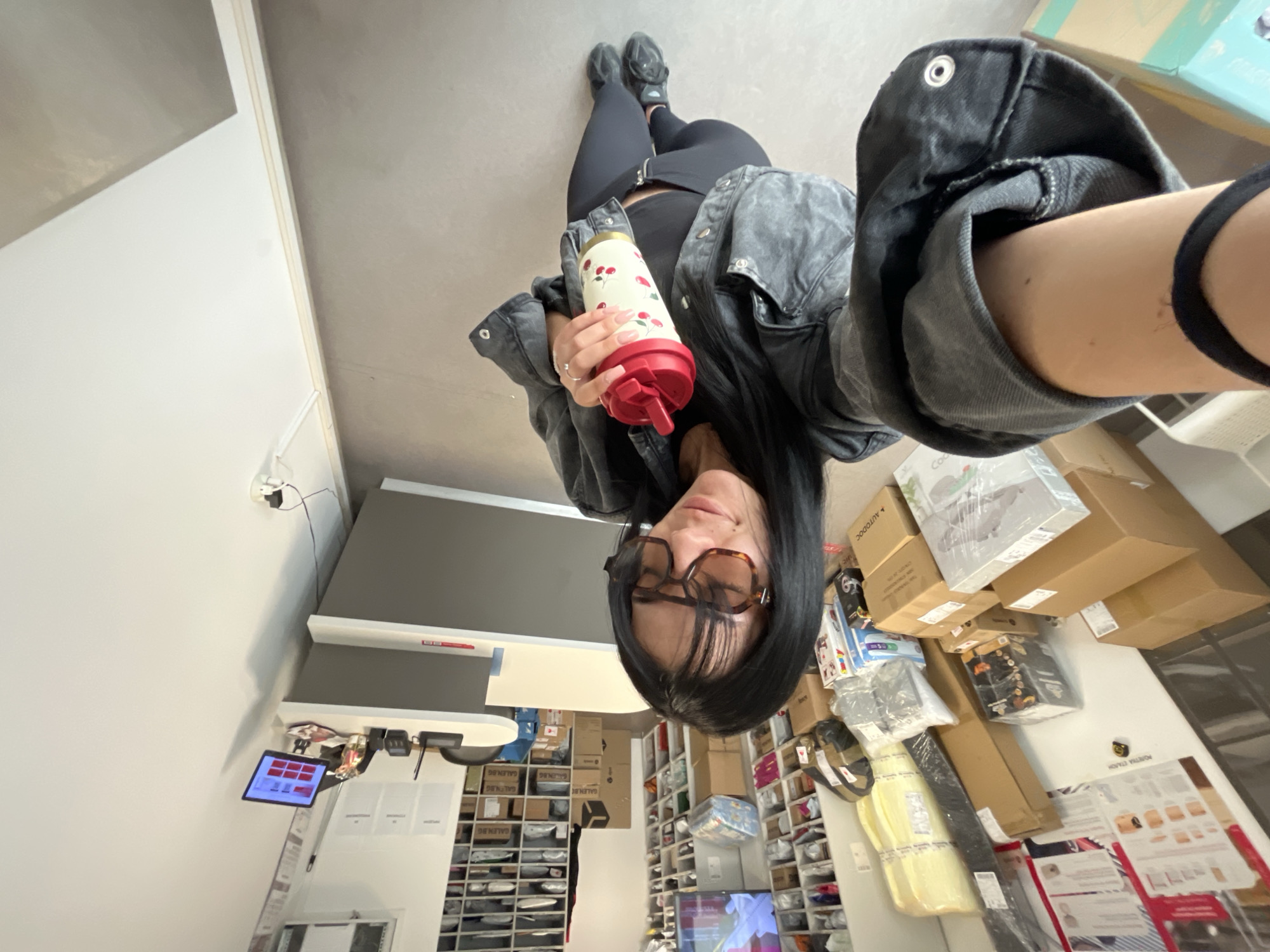 Woman with cherry thermos spotted in Bulgarian storeroom