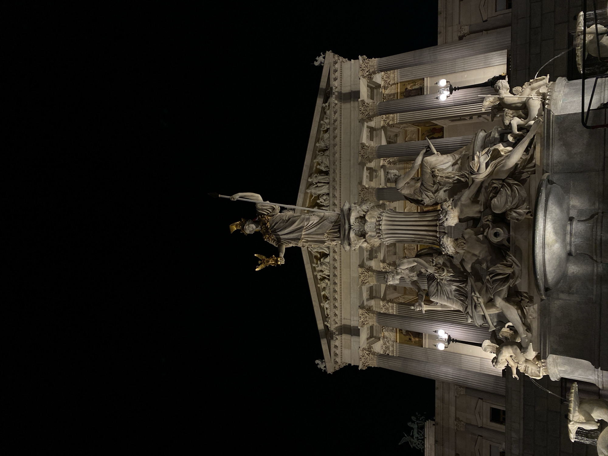 Vienna Parliament Building photographed illuminated at night