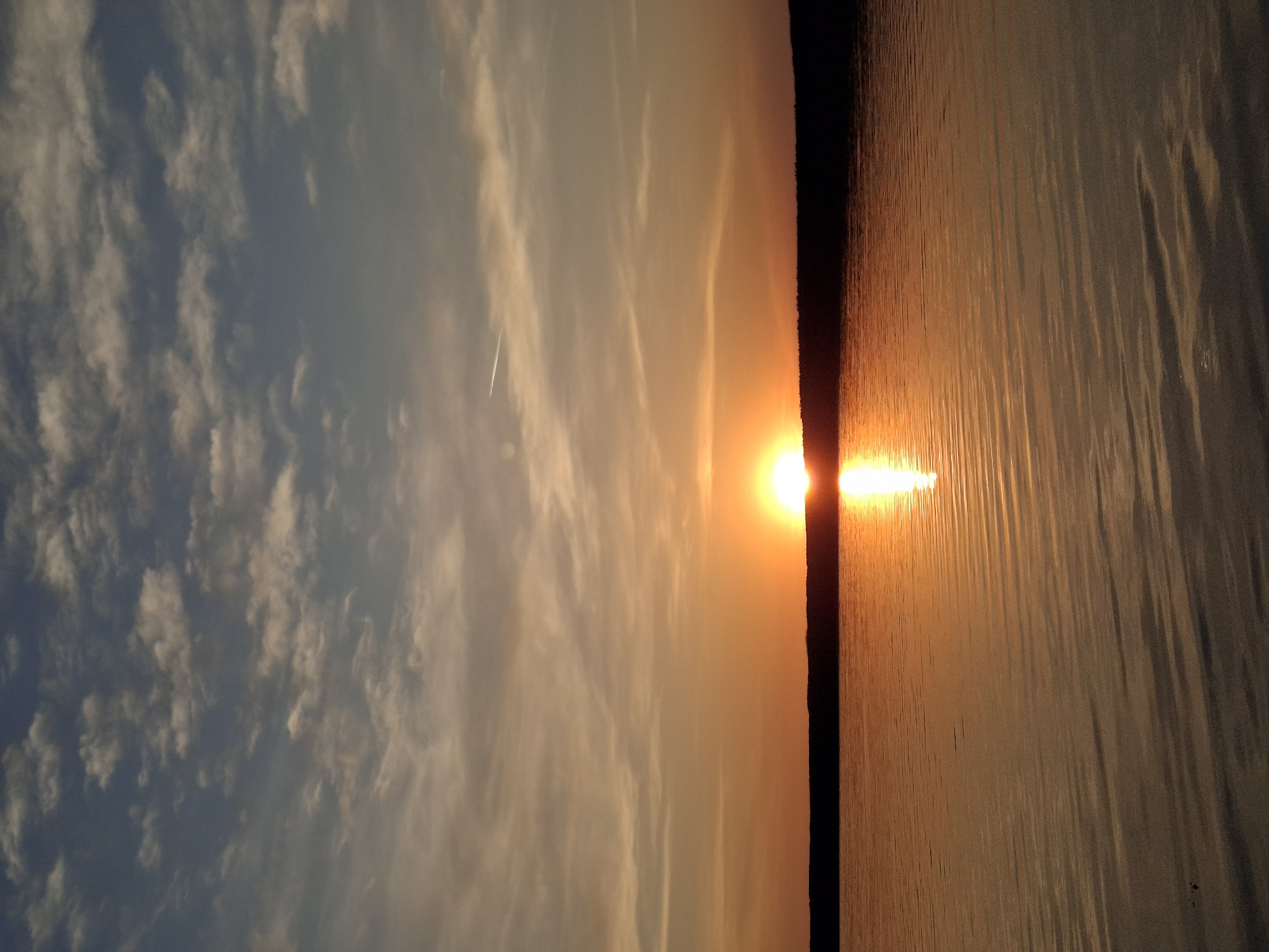 Sunset documented over waterfront in Chaikovsky, Russia