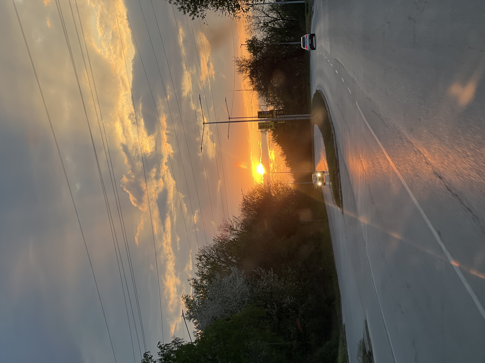 Evening traffic captured on curved road in Pleven, Bulgaria