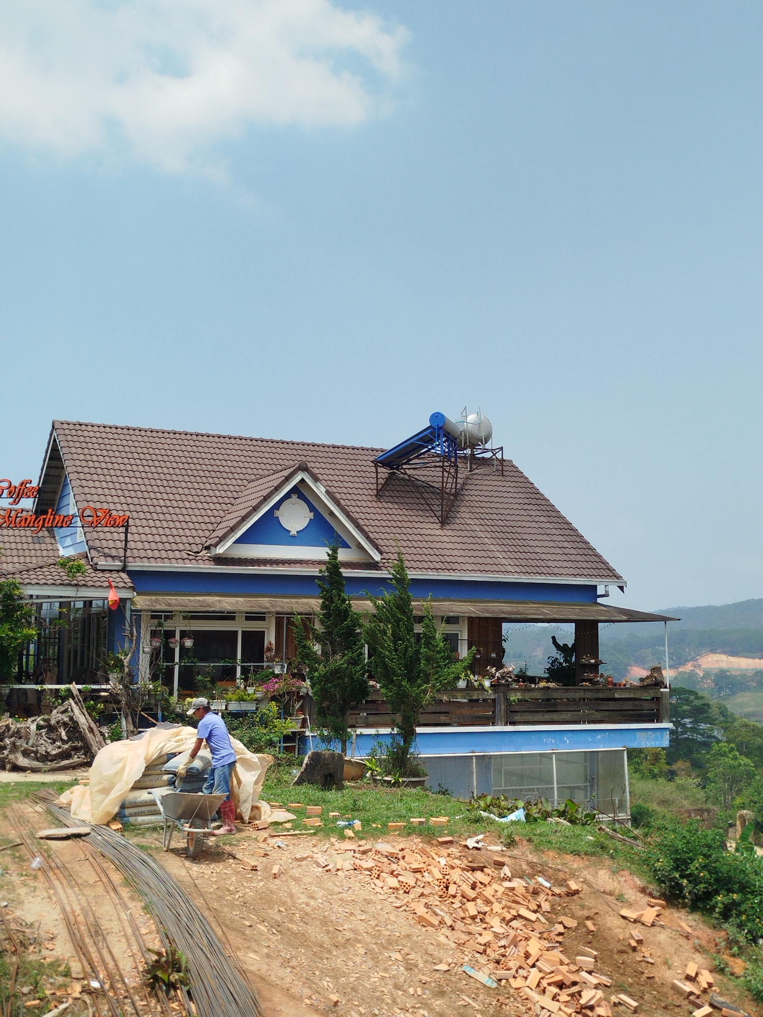 Construction activity documented in Lang Biang hillside development