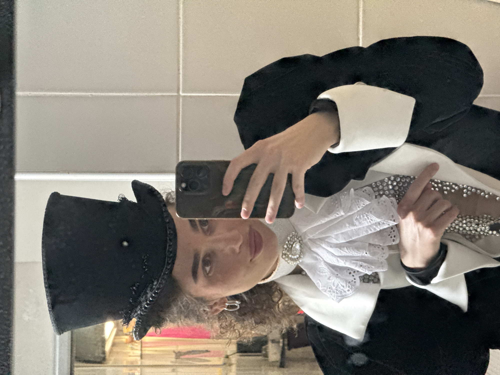 Mirror selfies in theatrical magician costume in Kazan