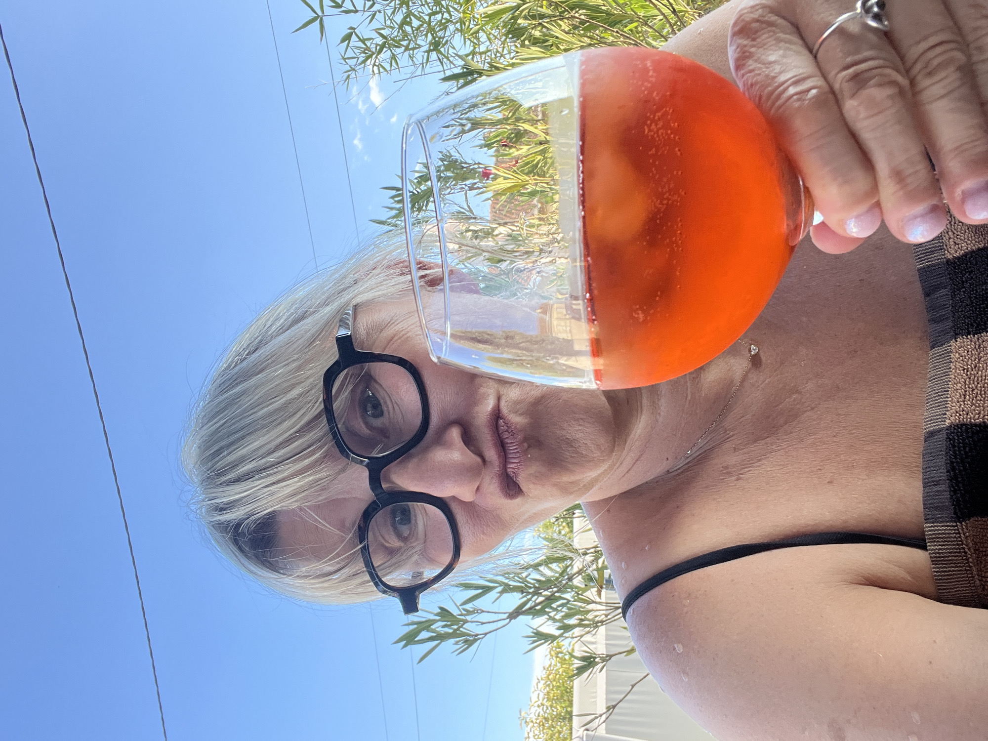 Poolside drinks and champagne on a summer afternoon in France