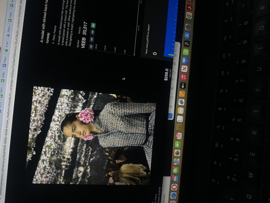 Fashion show details viewed on computer screen in Tunbridge Wells