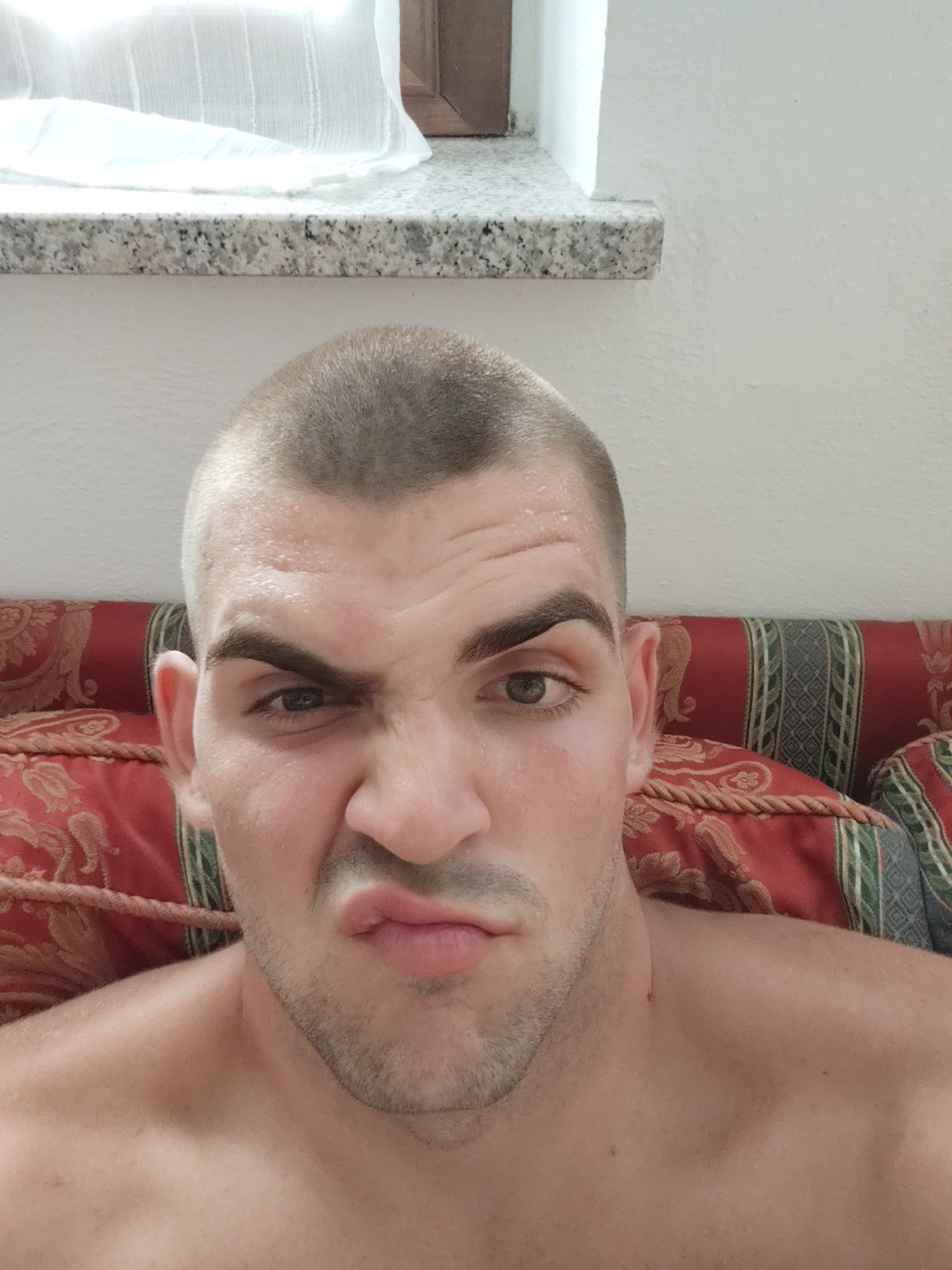 Indoor selfie session, multiple angles and expressions.