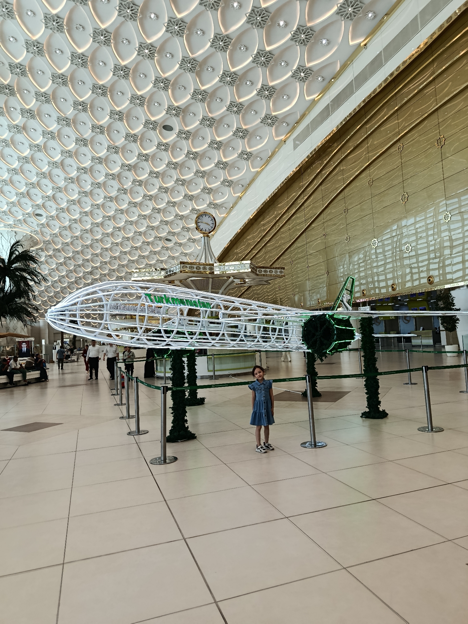Ashgabat Airport's striking illuminated airplane installation