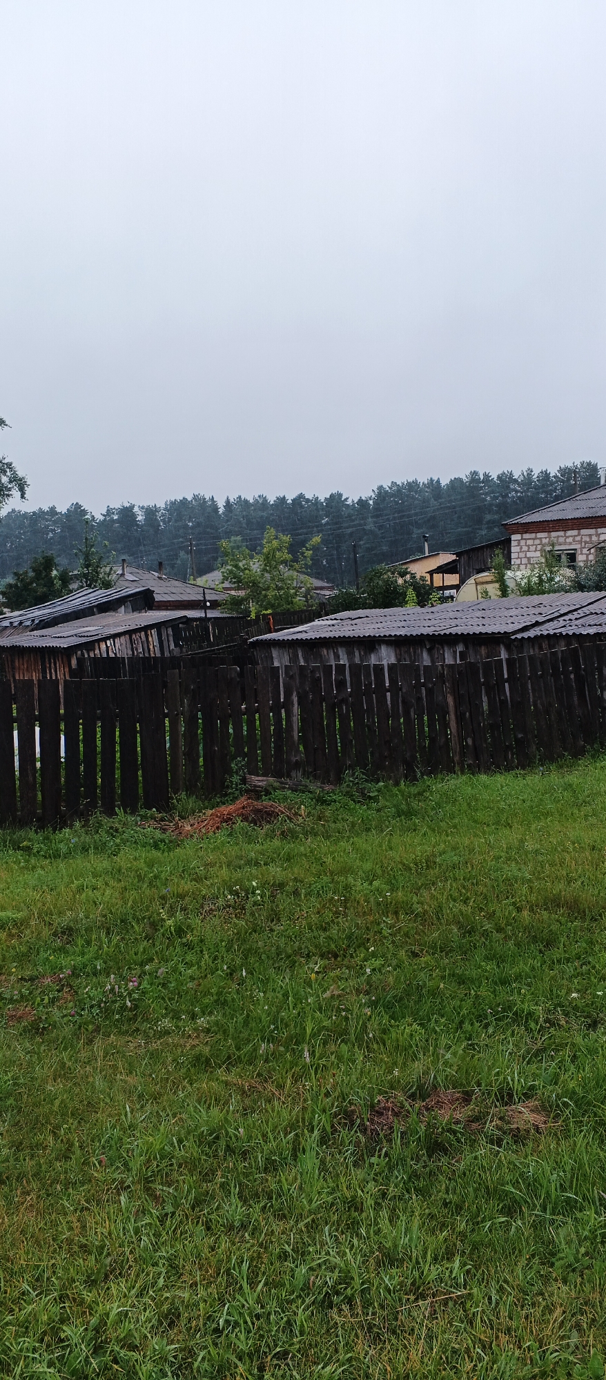 Rainy day in a quiet Russian village, life carrying on