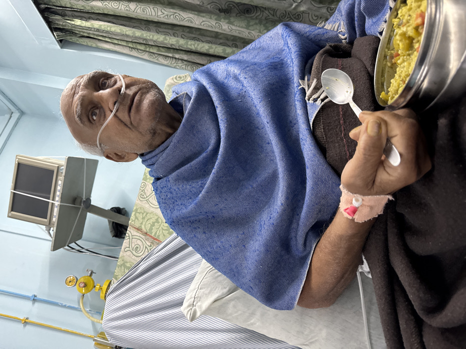 Elderly man receiving medical care in Kolkata facility