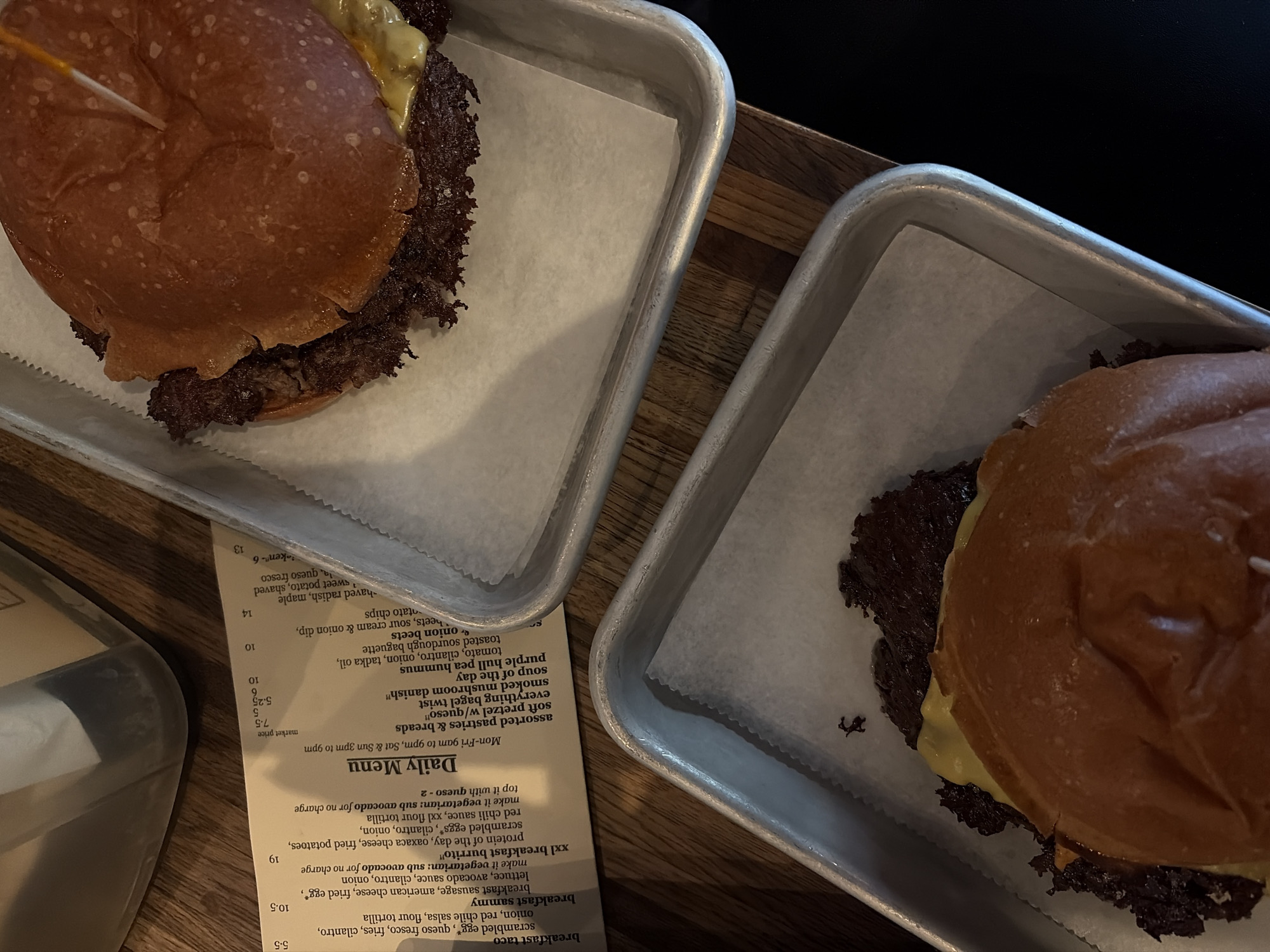 Smash burgers served at Austin restaurant Tuesday evening