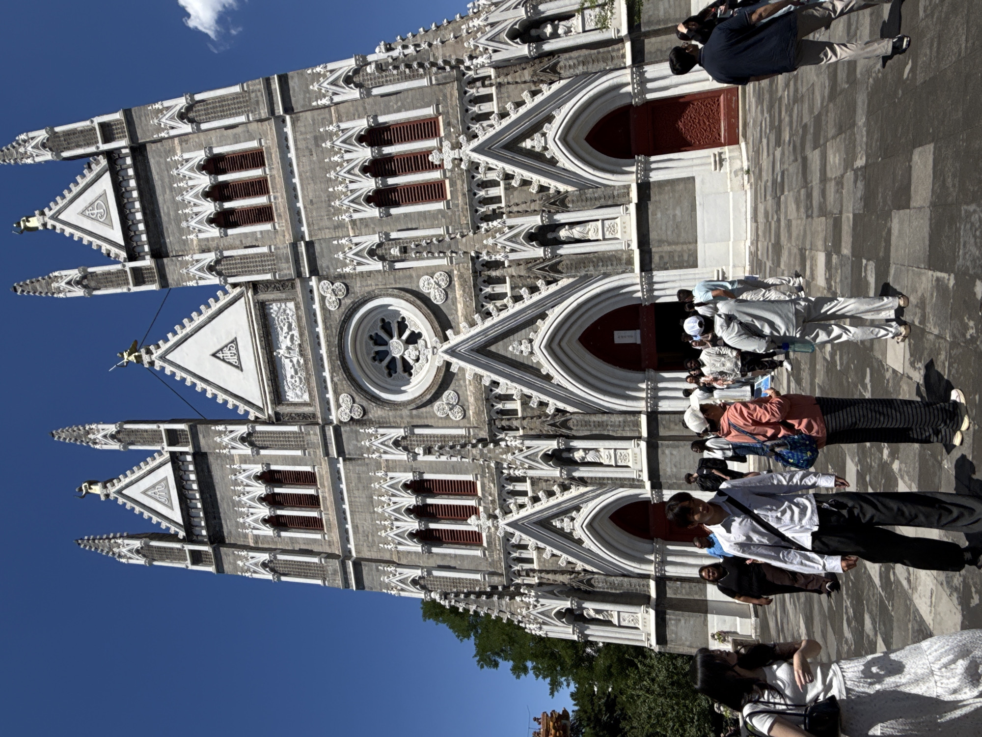 Visitors gather at historic Xishiku Church in Beijing