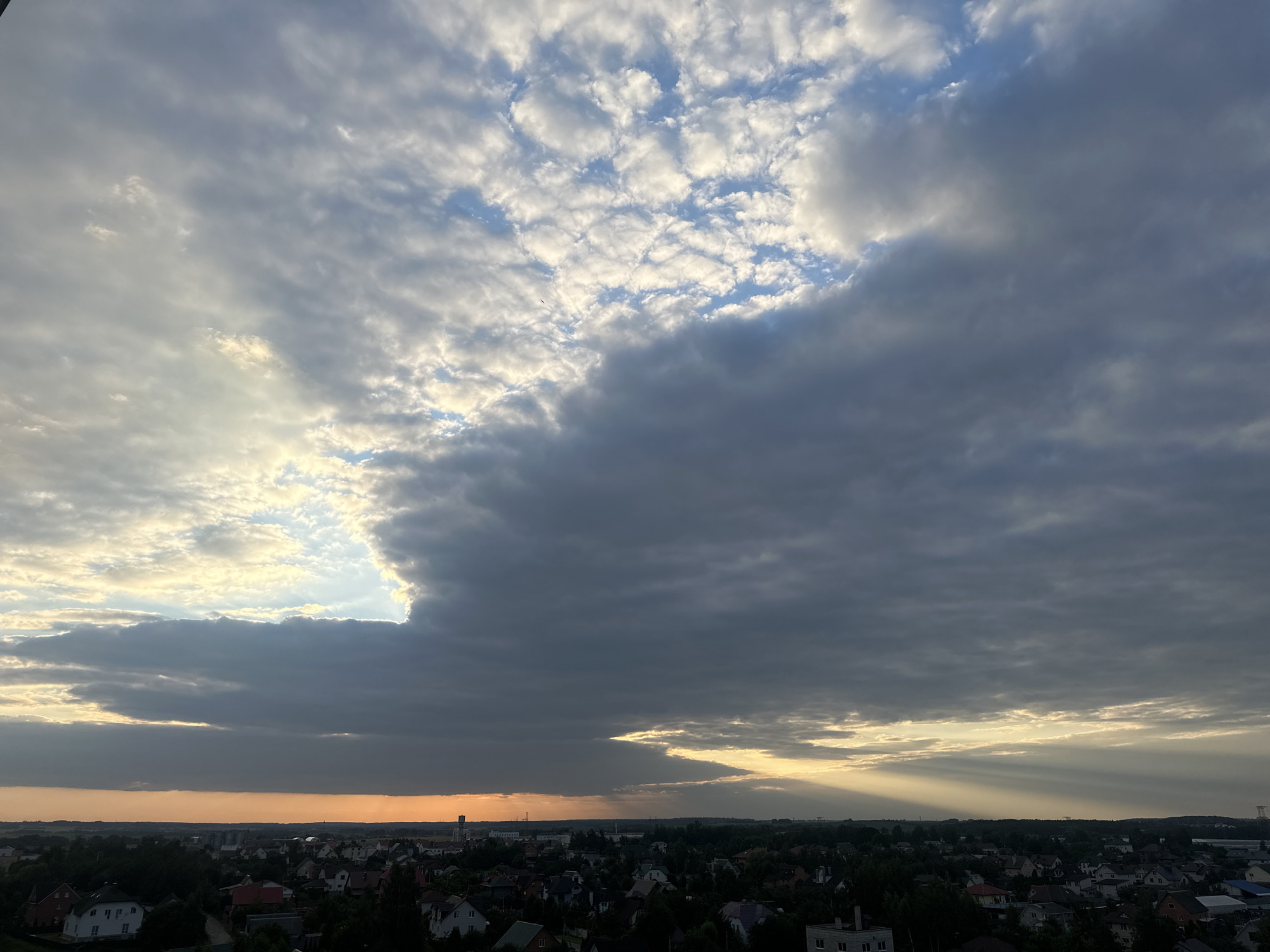 Dramatic sunset cloudscape over Shchomyslitski, Belarus