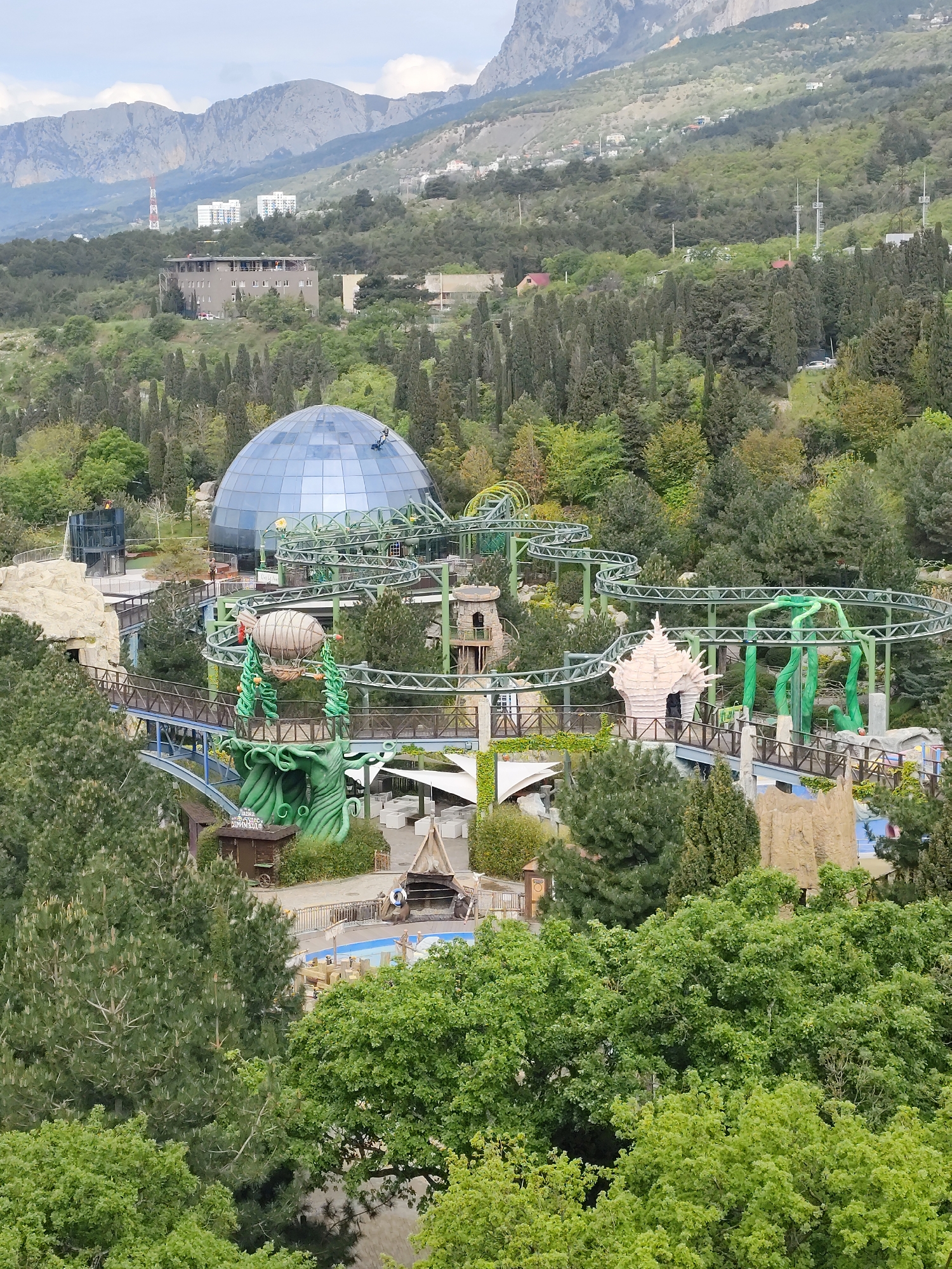Amusement park photographed from above in Simeiz, Ukraine